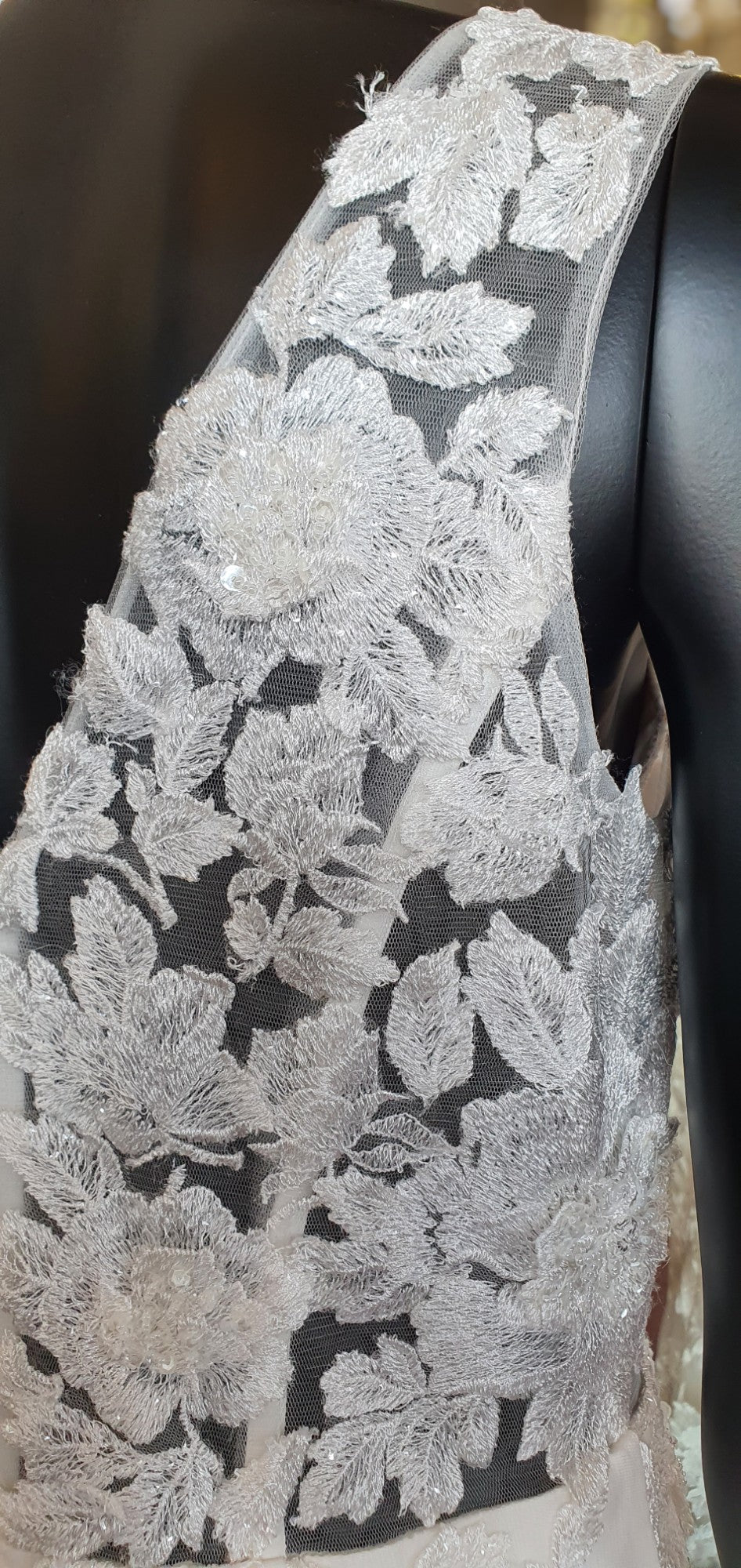 J'Adore Fit & Flare Floral Lace Sleeveless Gown