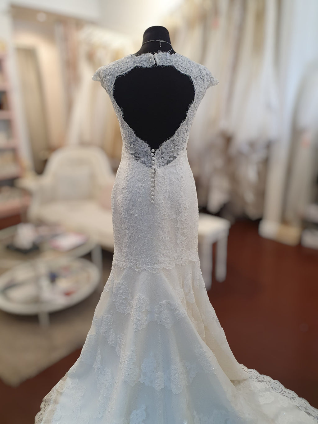 Pronovias Beading & Bow Cap Sleeve Gown