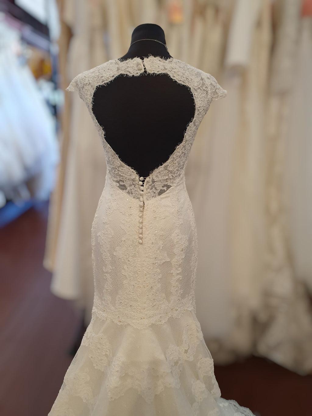 Pronovias Beading & Bow Cap Sleeve Gown