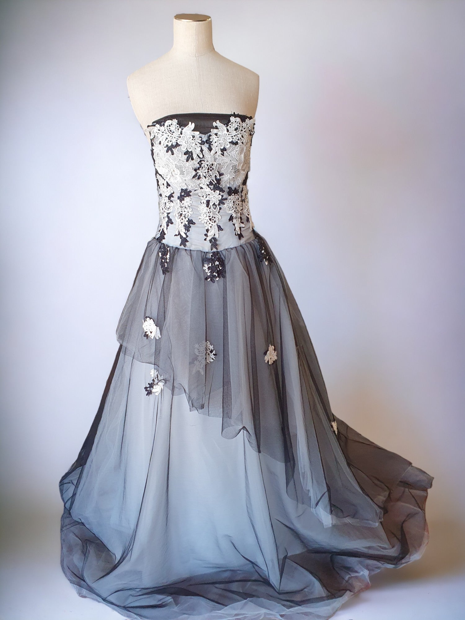 Black and White Tulle Gown