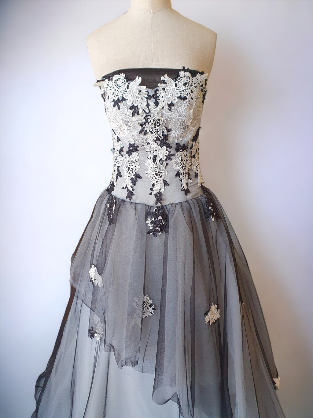 Black and White Tulle Gown