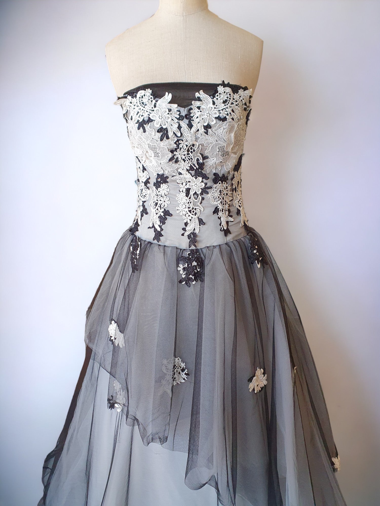 Black and White Tulle Gown