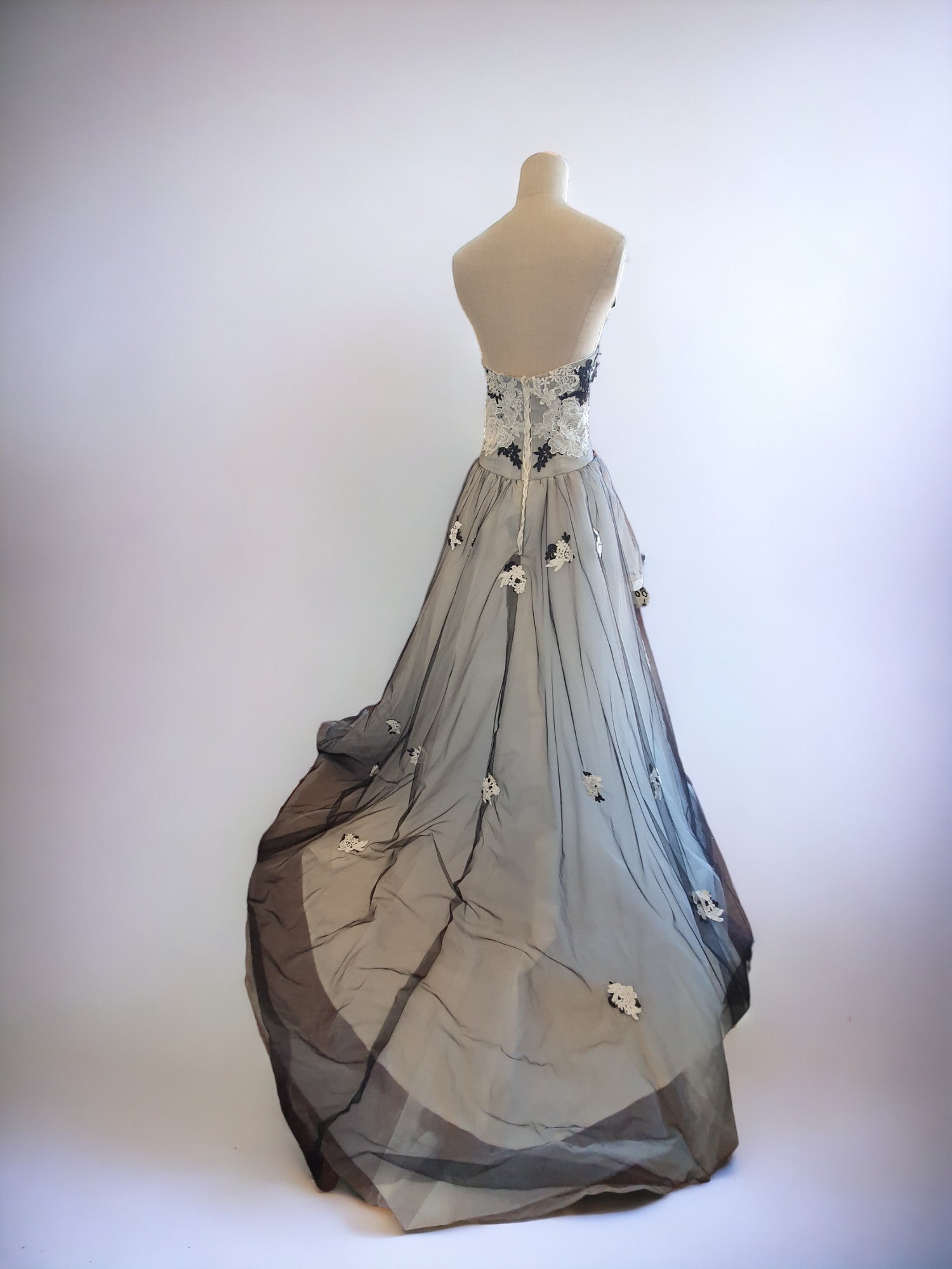 Black and White Tulle Gown