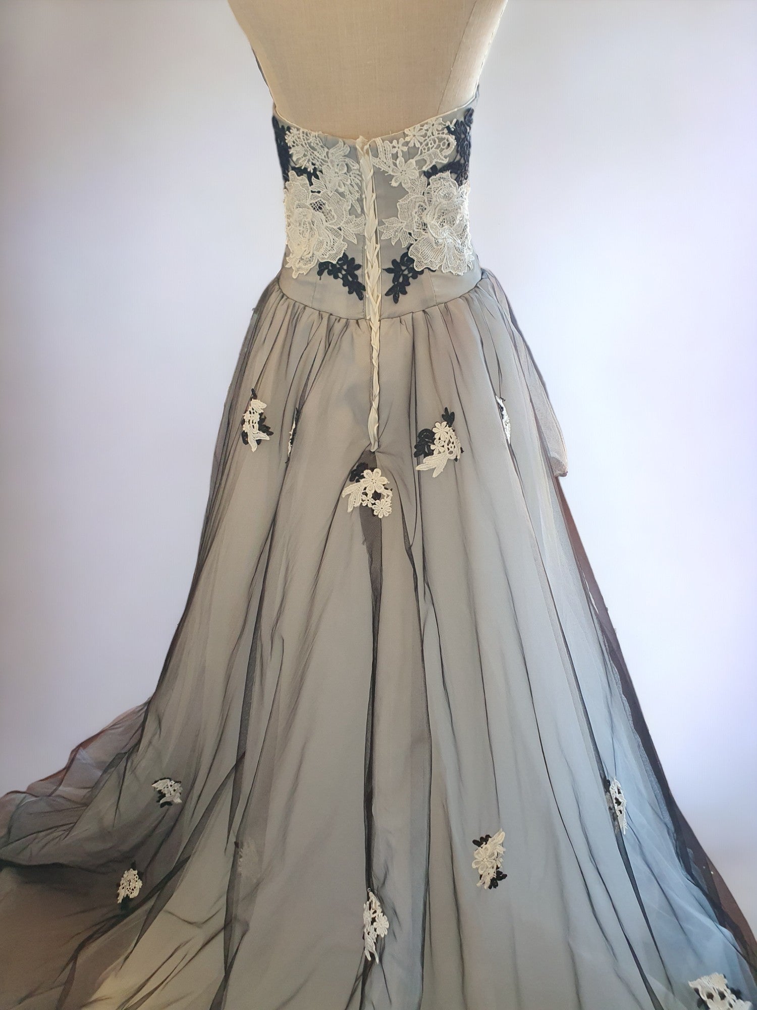 Black and White Tulle Gown