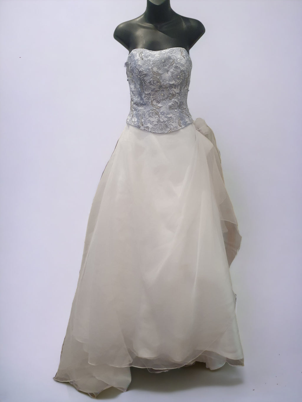 Silver/Blue Wedding Gown with Flower Decal