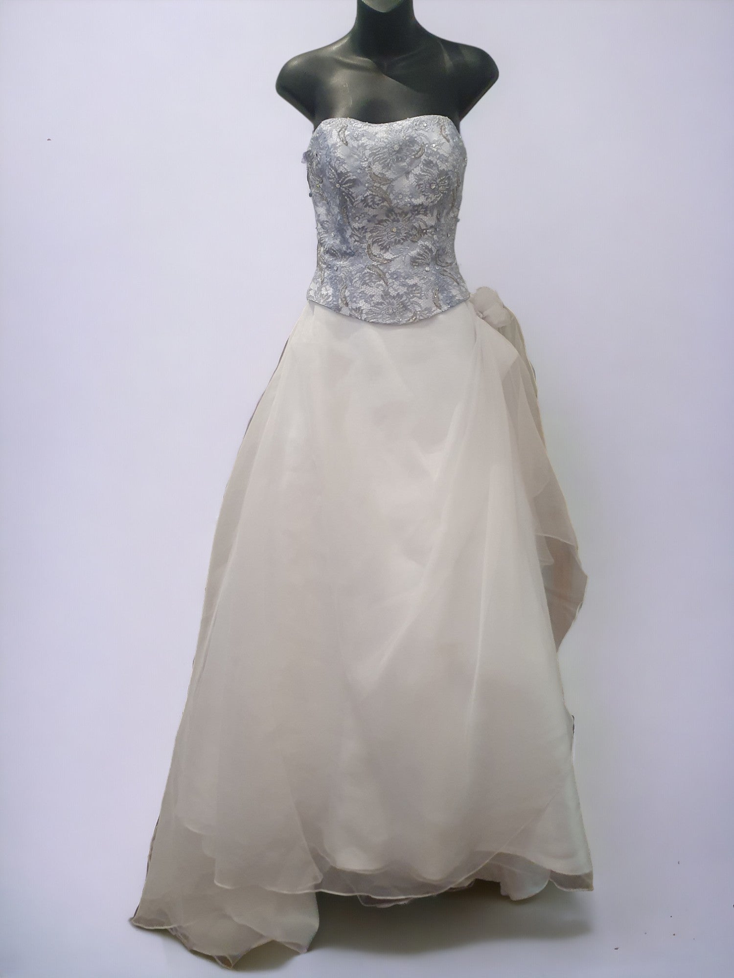 Silver/Blue Wedding Gown with Flower Decal