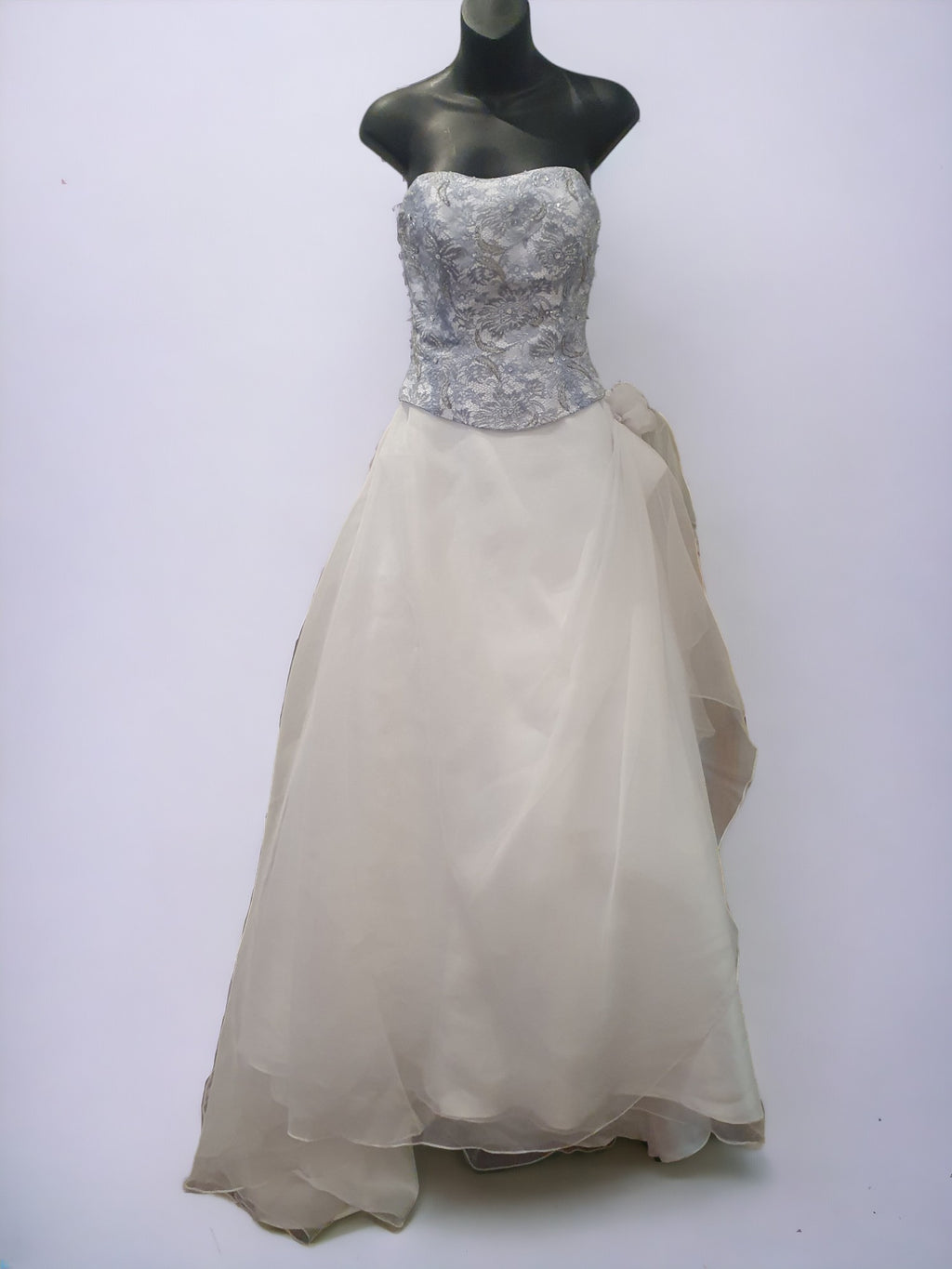 Silver/Blue Wedding Gown with Flower Decal
