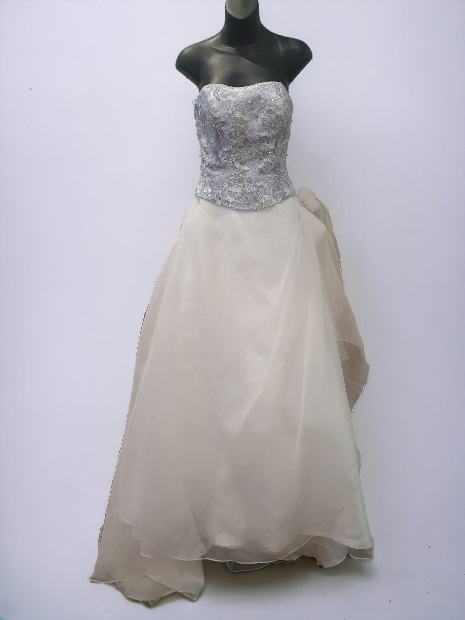 Silver/Blue Wedding Gown with Flower Decal