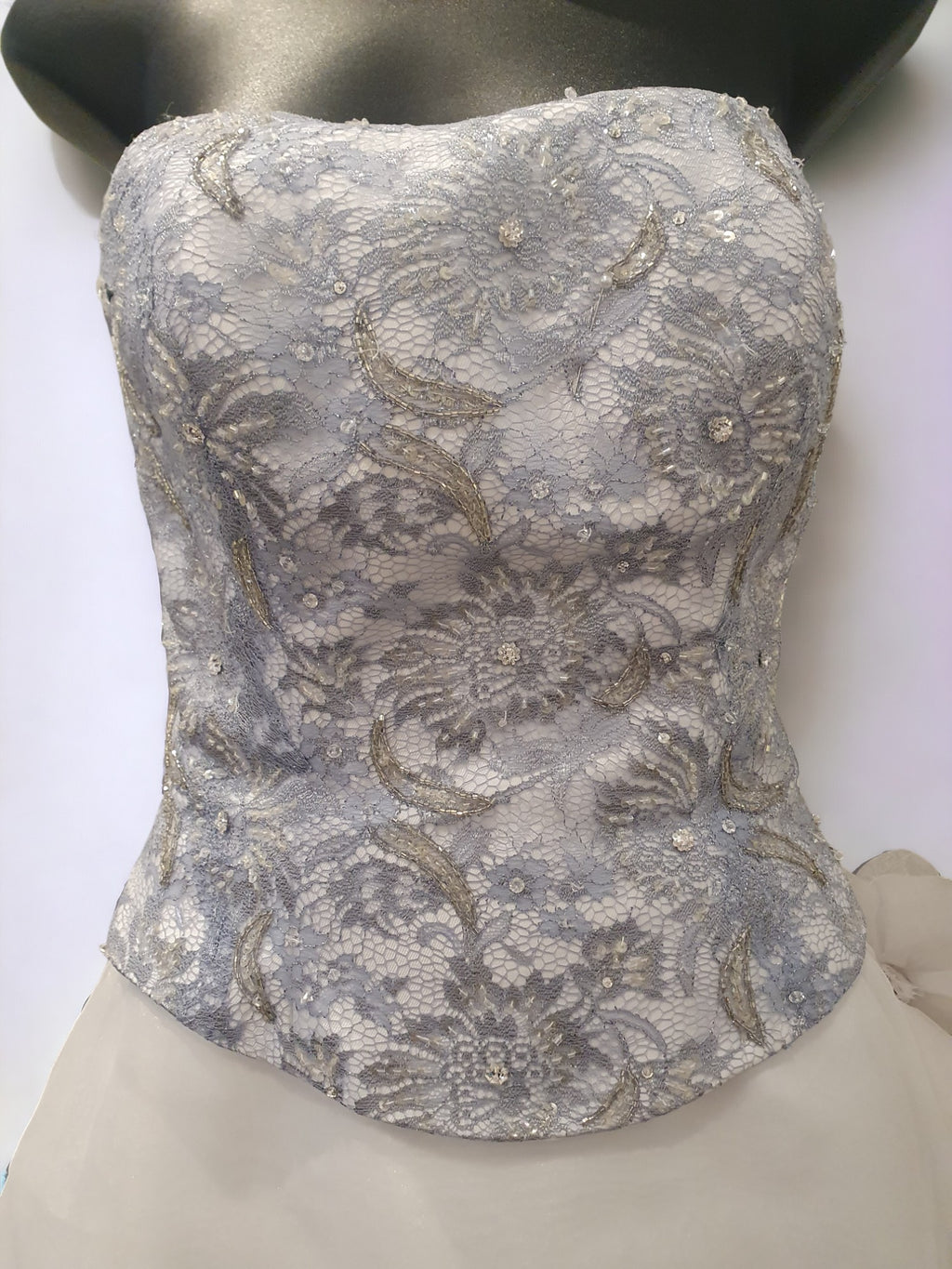 Silver/Blue Wedding Gown with Flower Decal