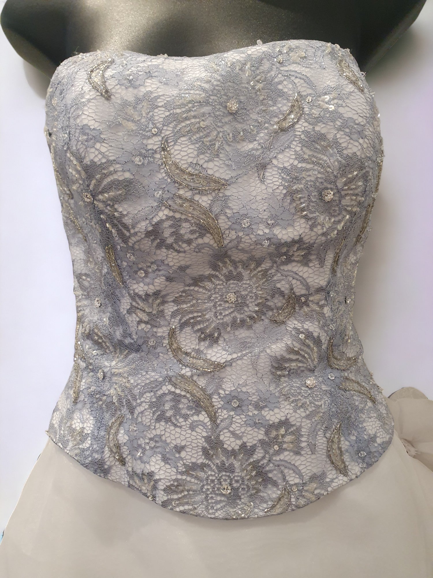 Silver/Blue Wedding Gown with Flower Decal