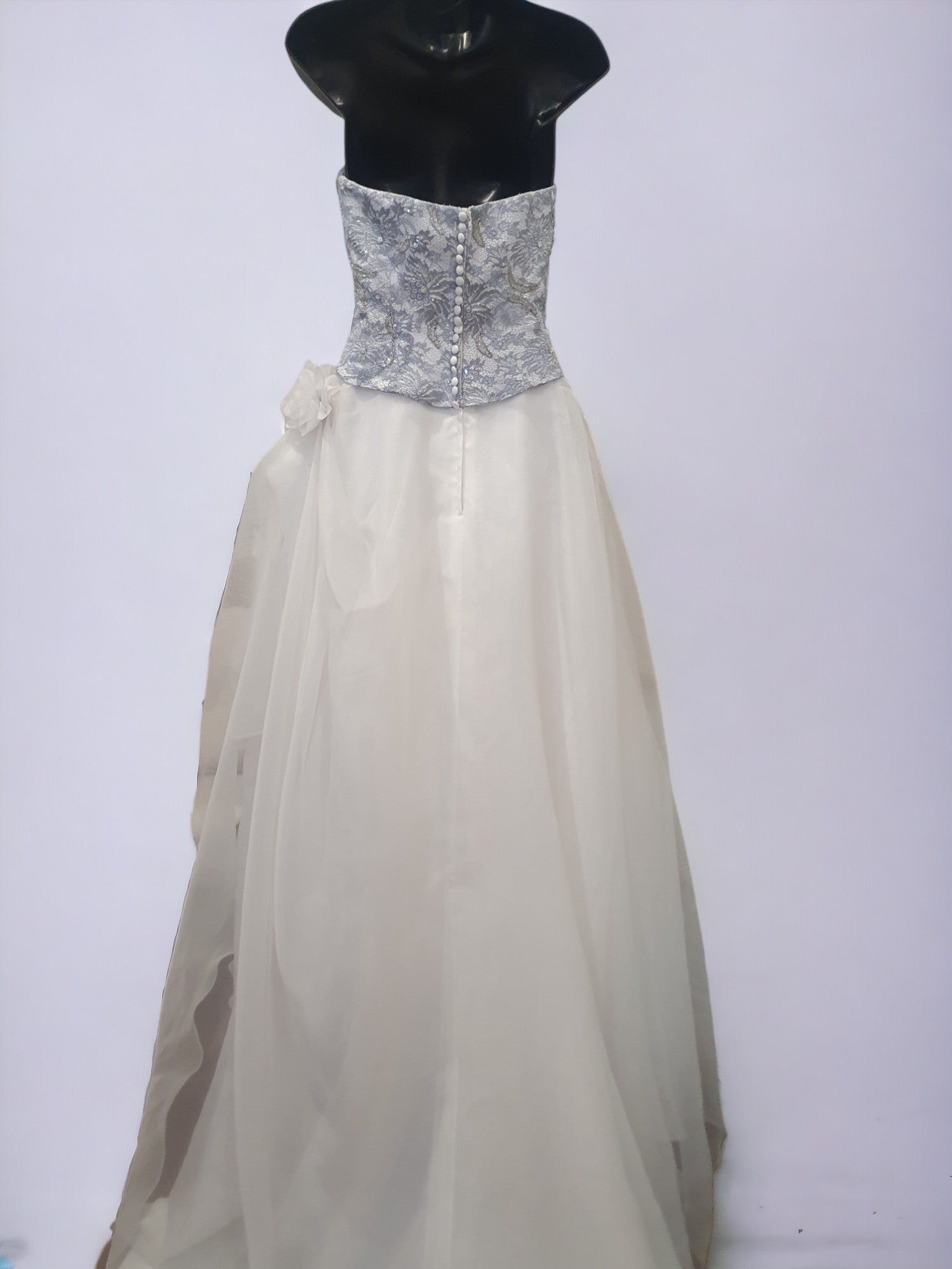 Silver/Blue Wedding Gown with Flower Decal