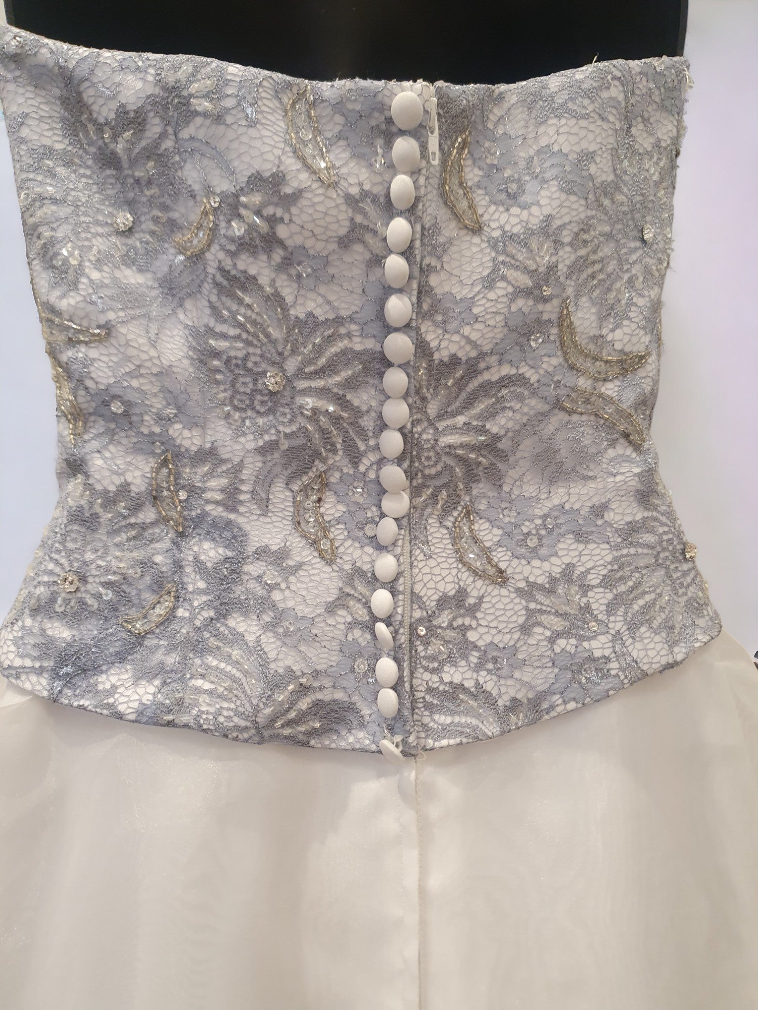Silver/Blue Wedding Gown with Flower Decal