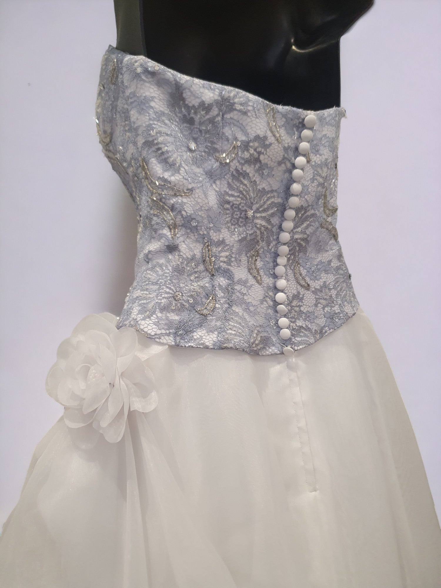 Silver/Blue Wedding Gown with Flower Decal