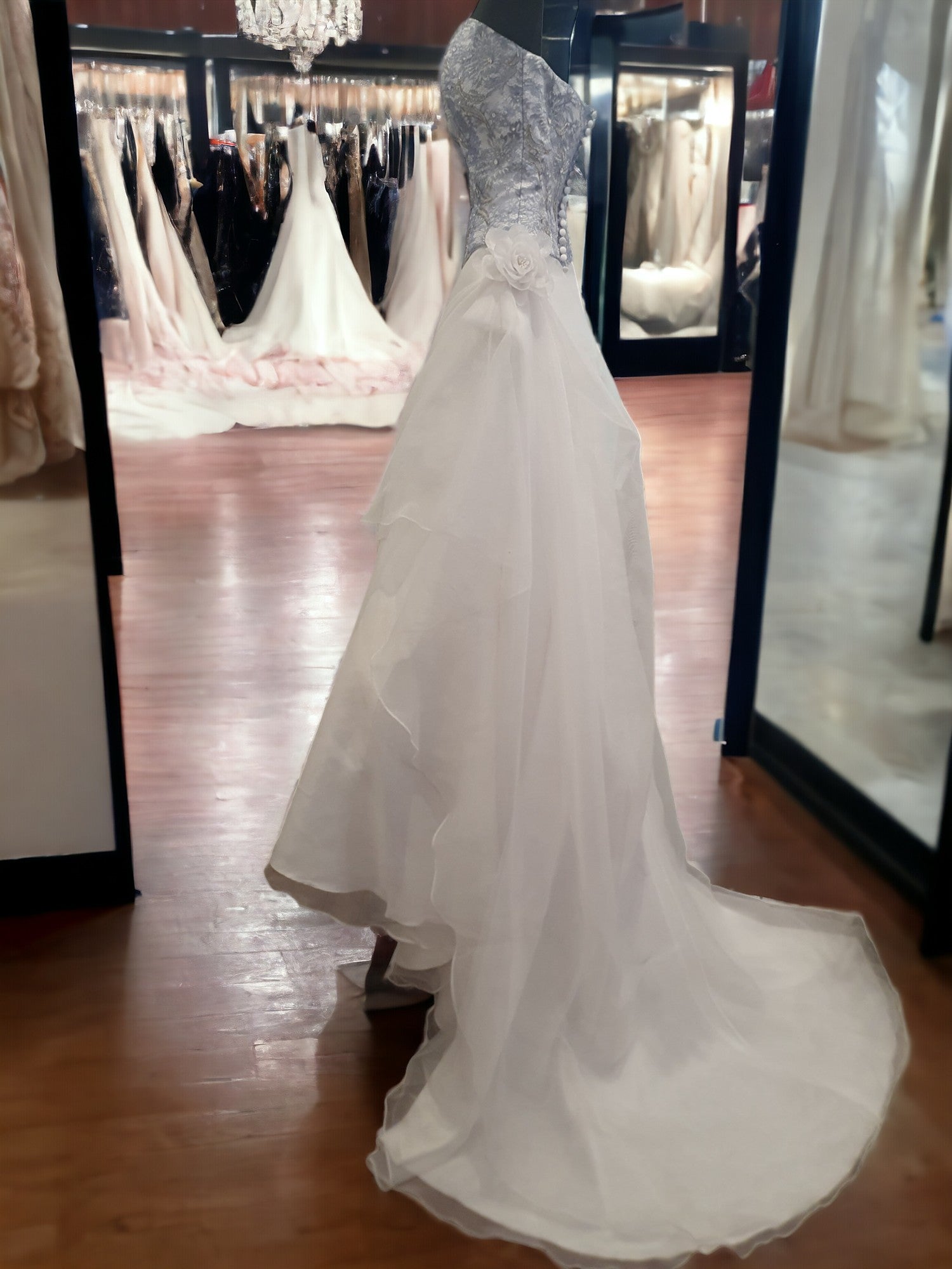 Silver/Blue Wedding Gown with Flower Decal