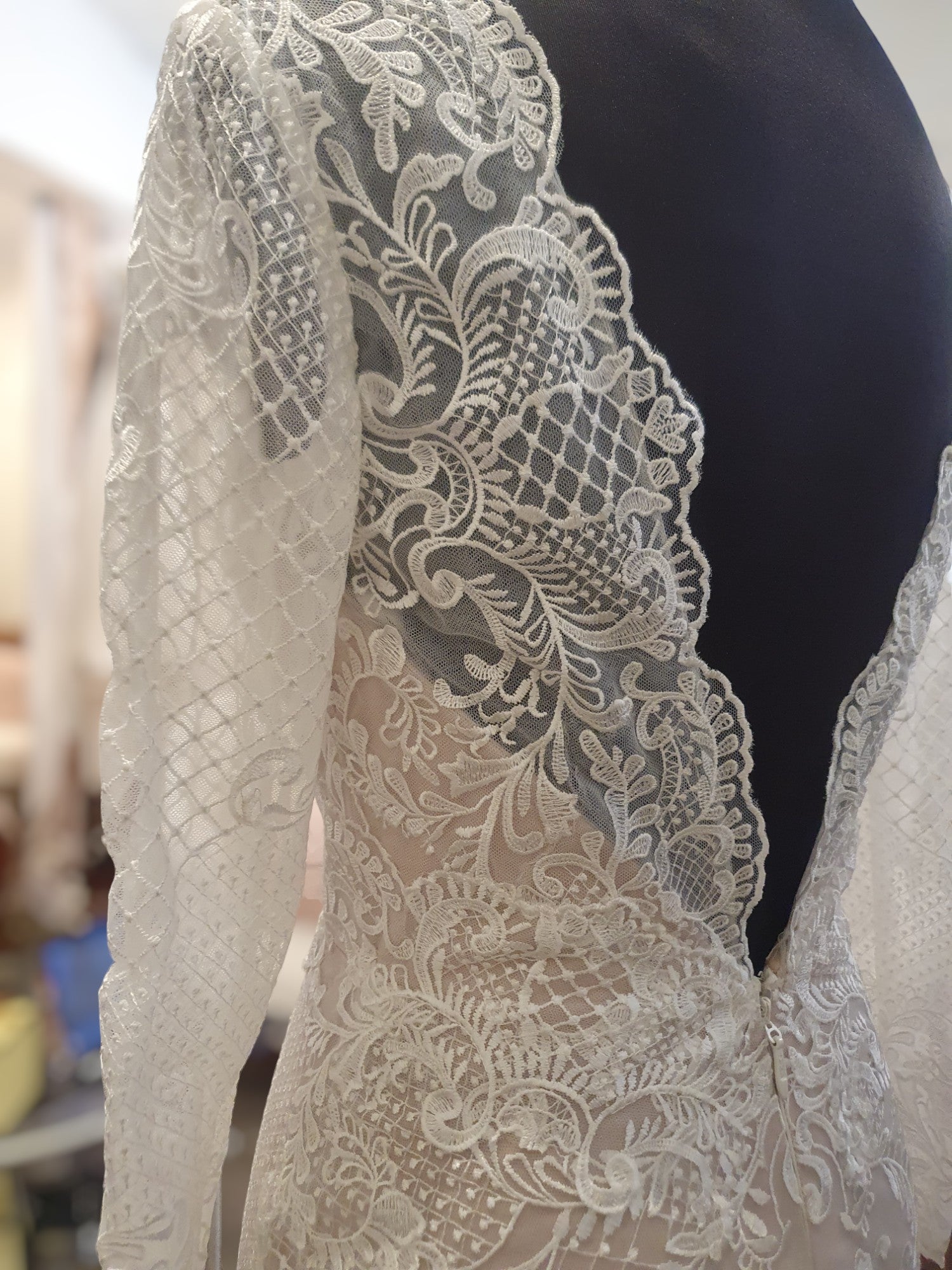 Lace with Mocha Long Sleeve Gown