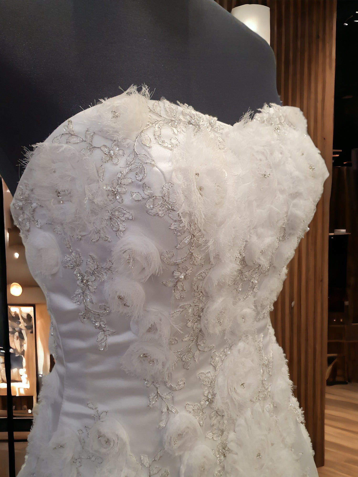 Mary's Size 8 Strapless Wedding Dress With 3D Roses