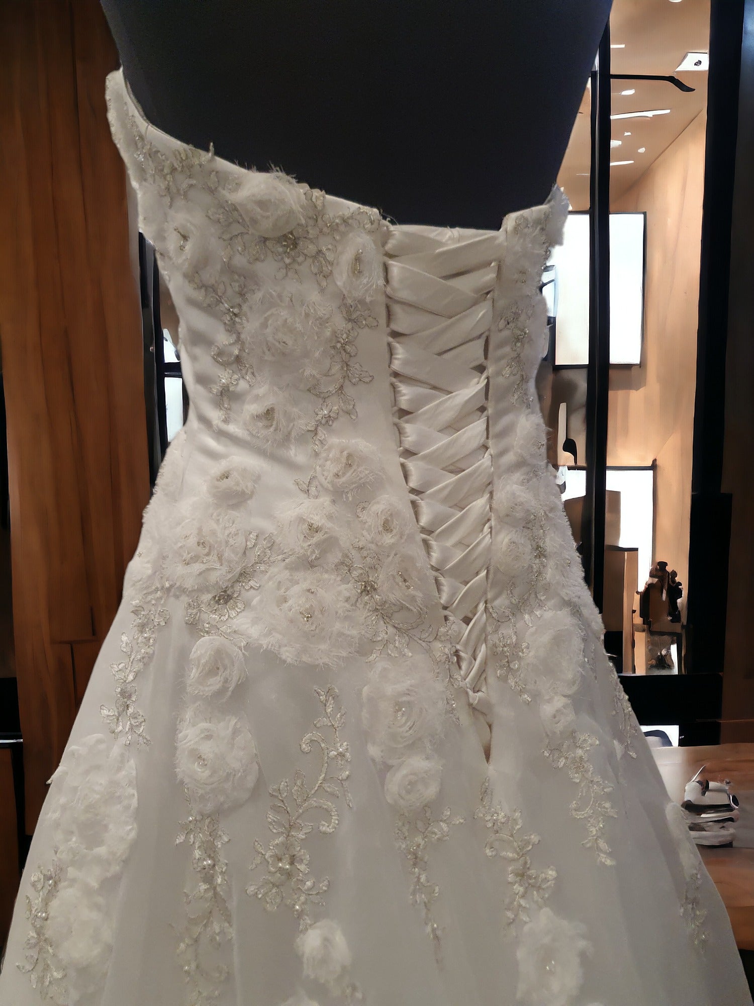 Mary's Size 8 Strapless Wedding Dress With 3D Roses