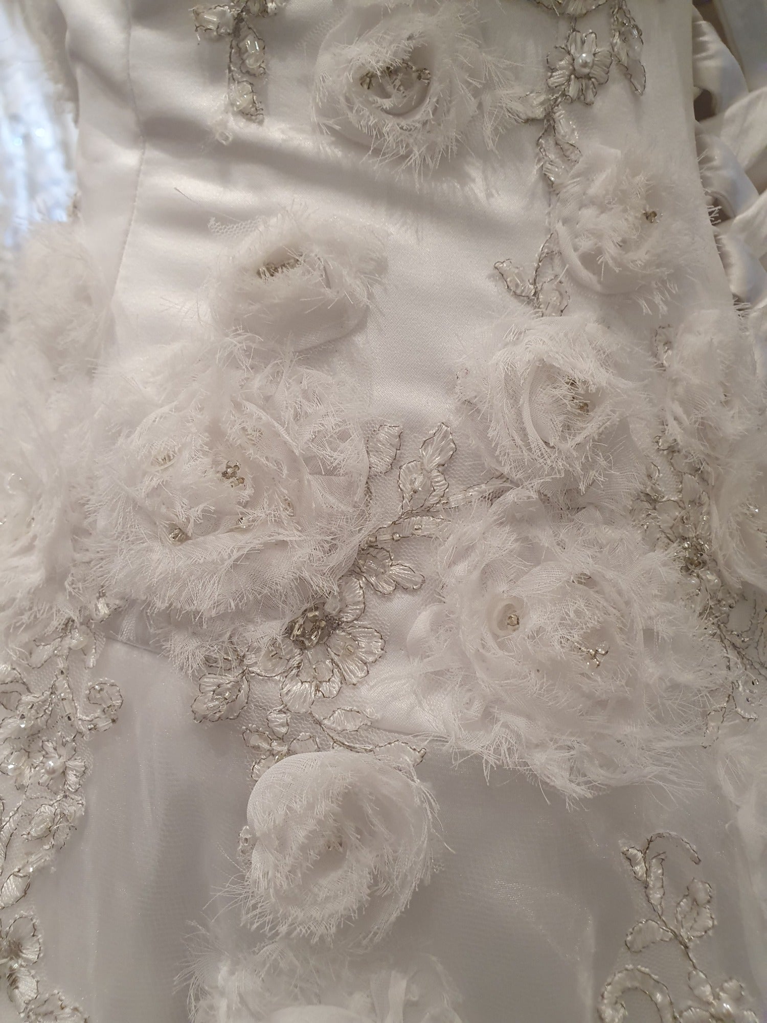Mary's Size 8 Strapless Wedding Dress With 3D Roses