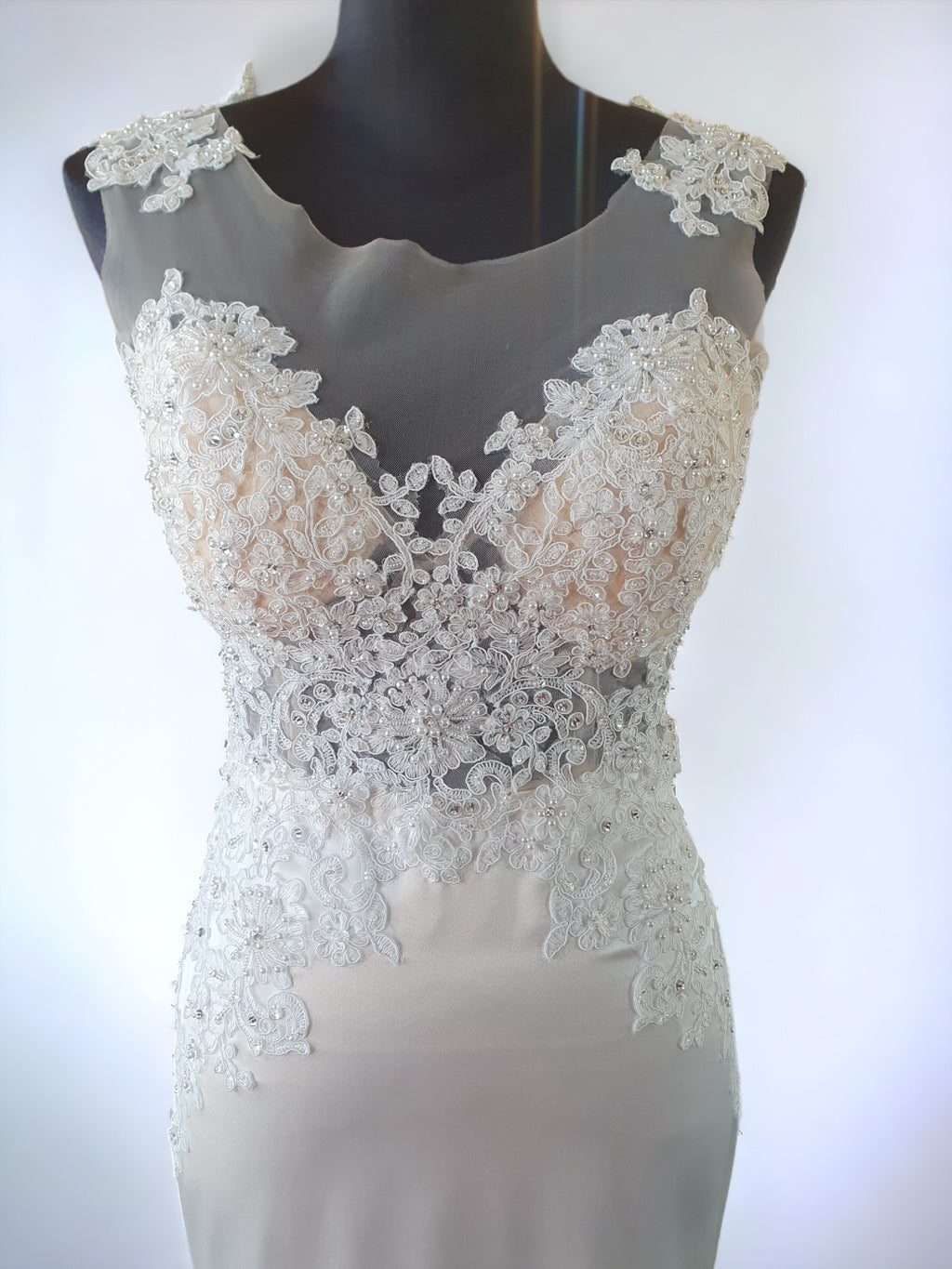 Fit & Flare Crepe Ivory Gown