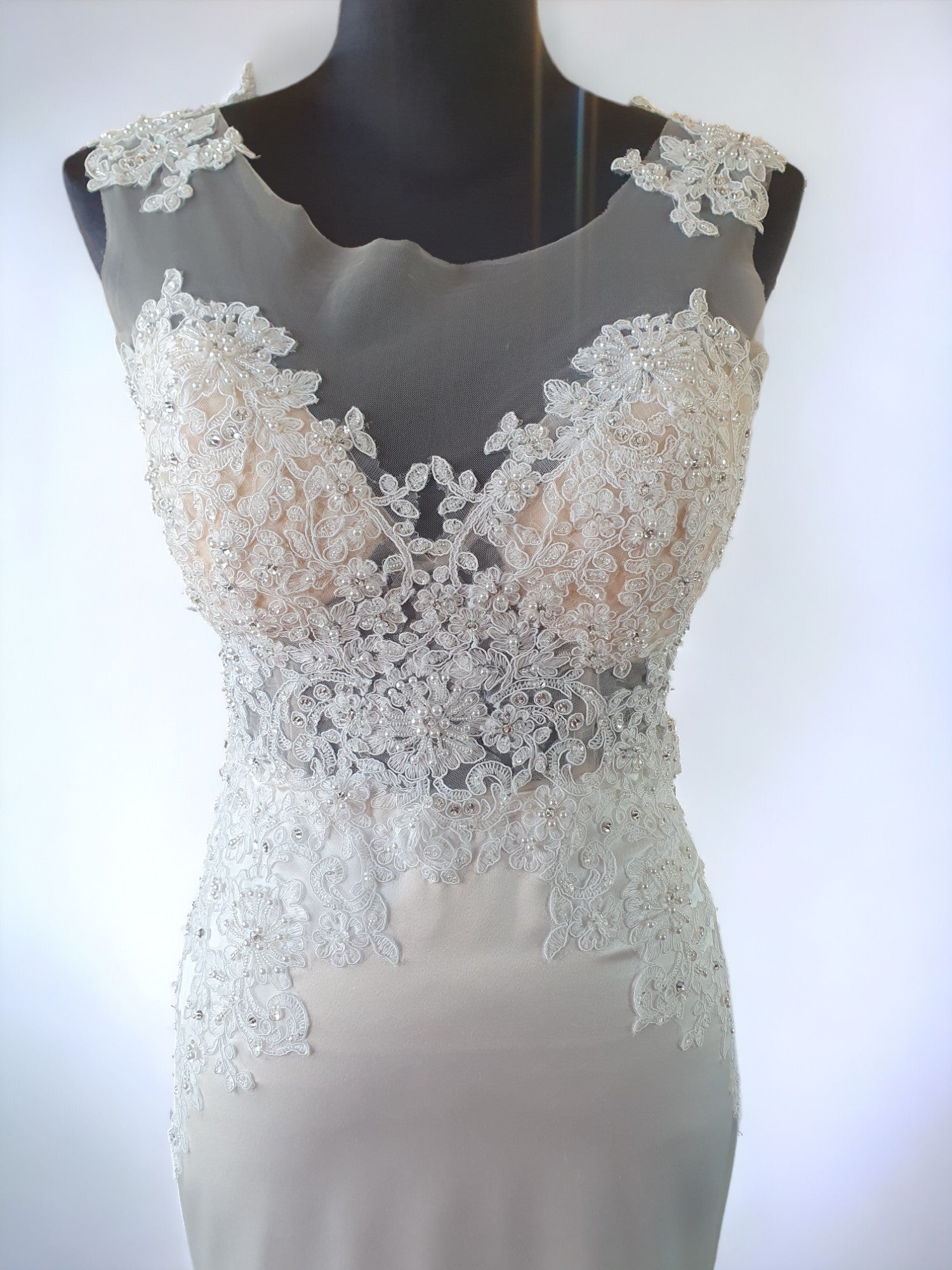 Fit & Flare Crepe Ivory Gown