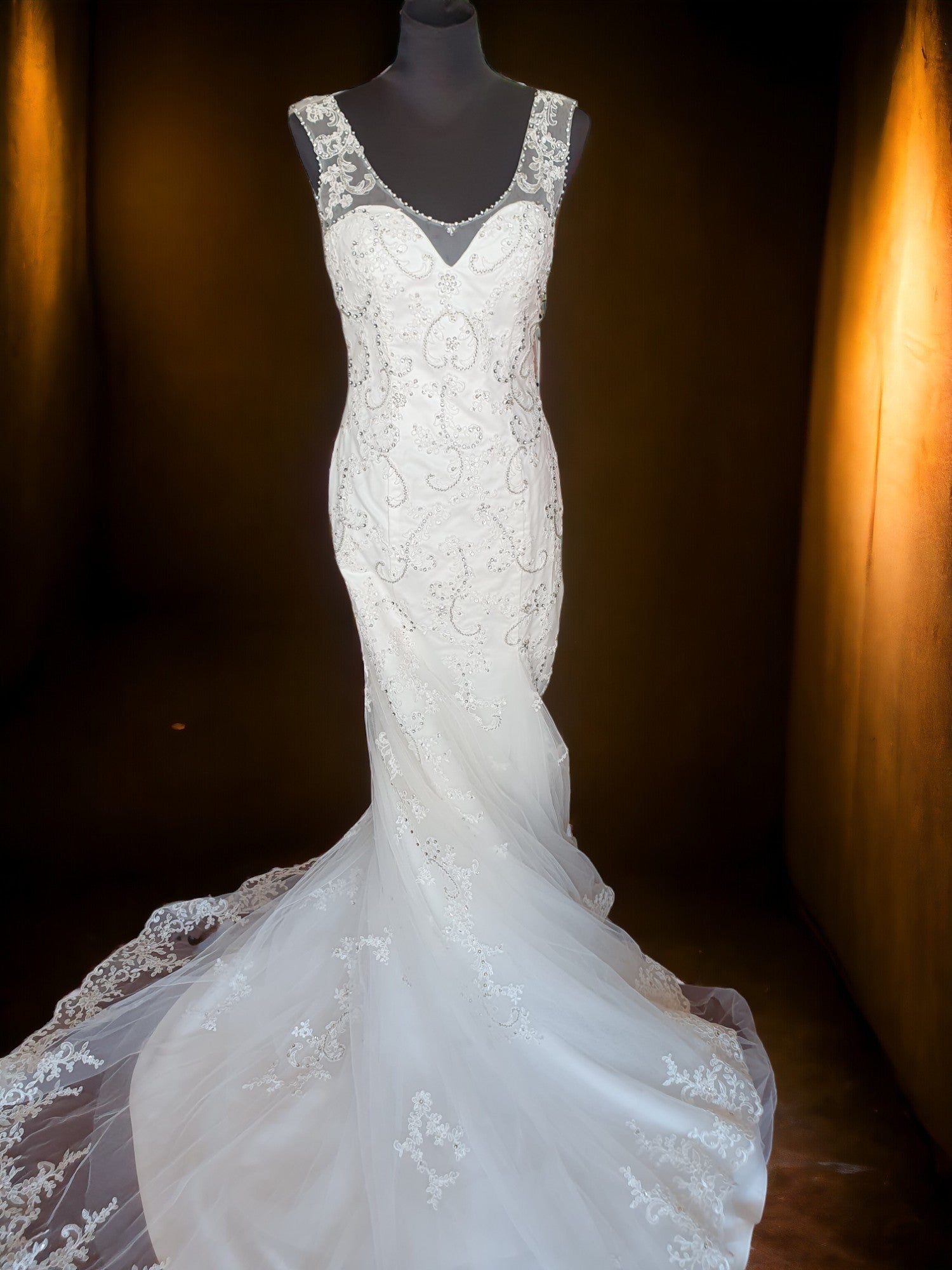 Brand New Sleeveless Fit & Flare Beaded Gown