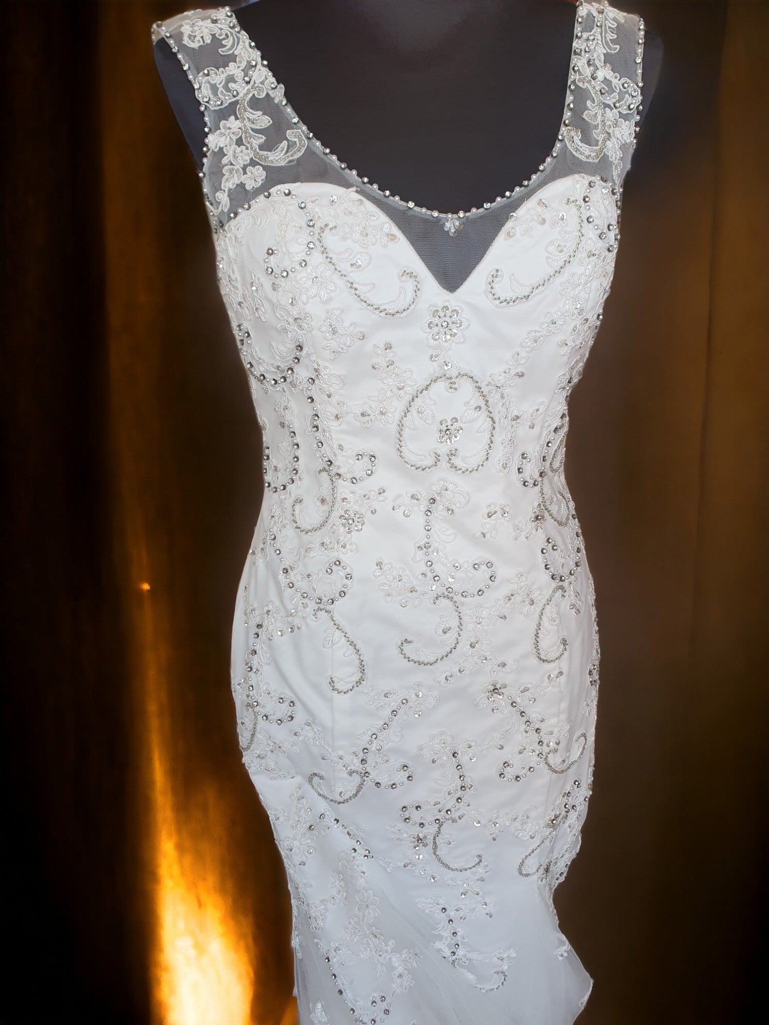 Brand New Sleeveless Fit & Flare Beaded Gown