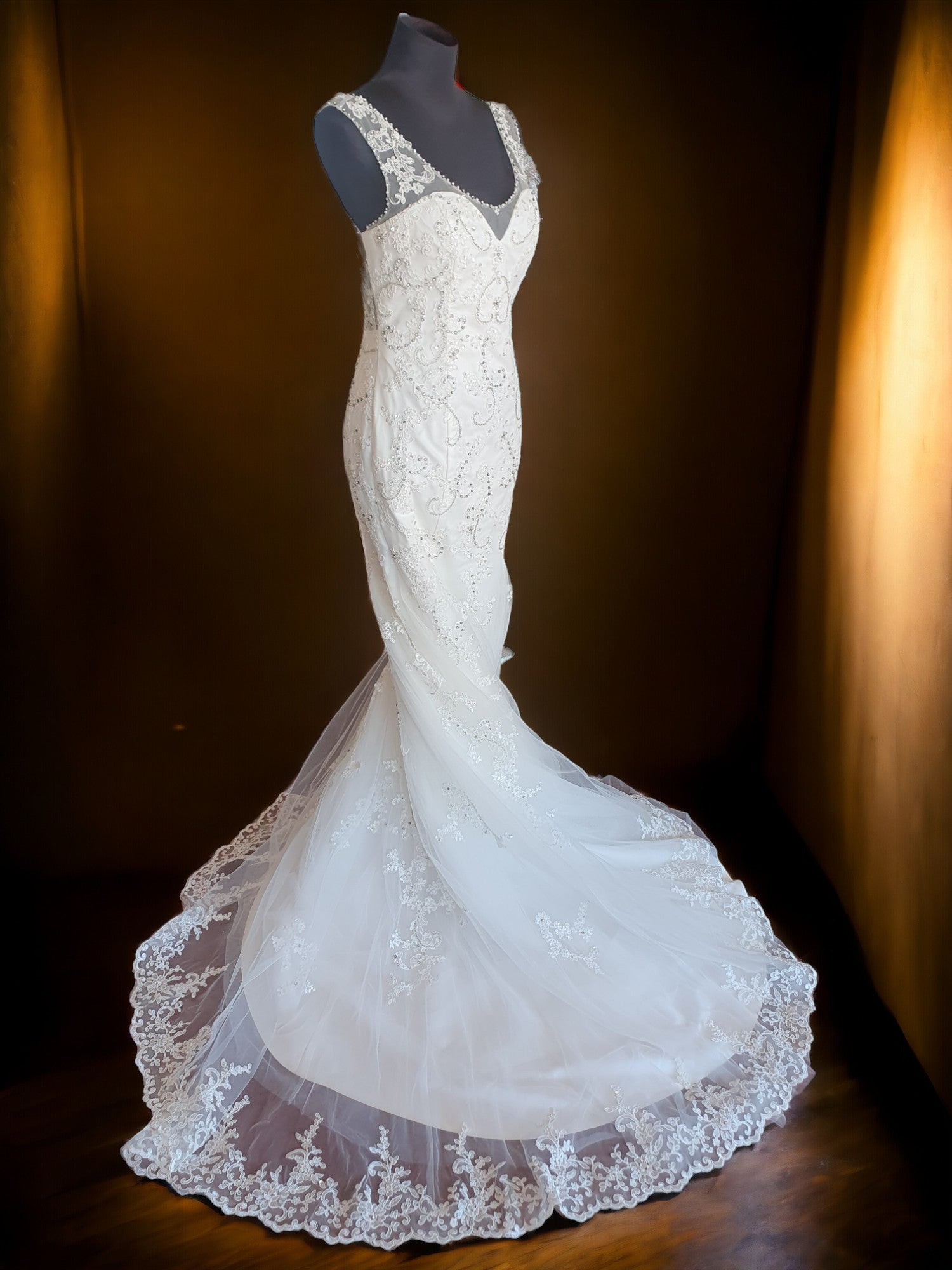 Brand New Sleeveless Fit & Flare Beaded Gown