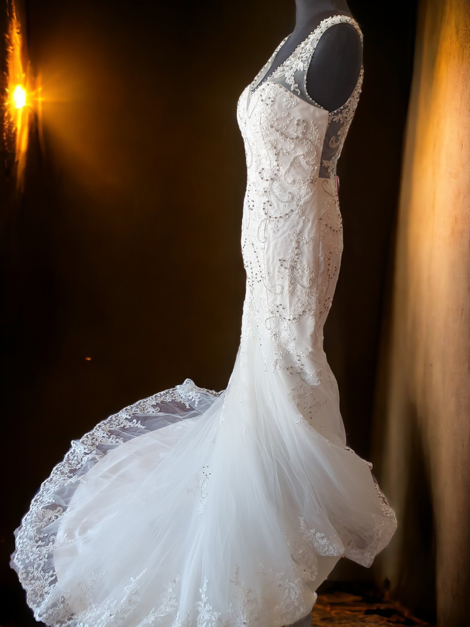 Brand New Sleeveless Fit & Flare Beaded Gown