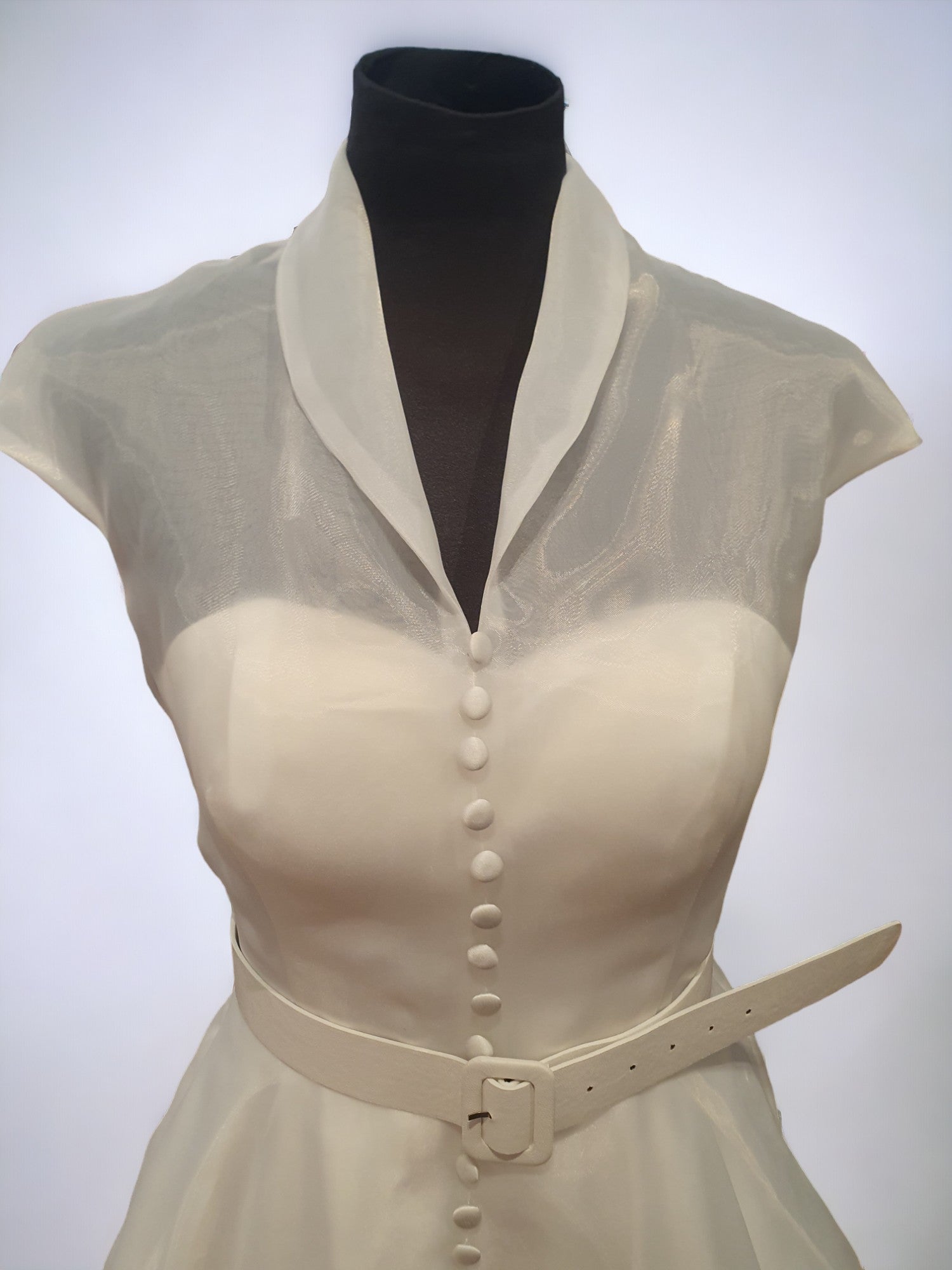 TS Couture Size 10 White Tea Wedding Dress With Cap Sleeves