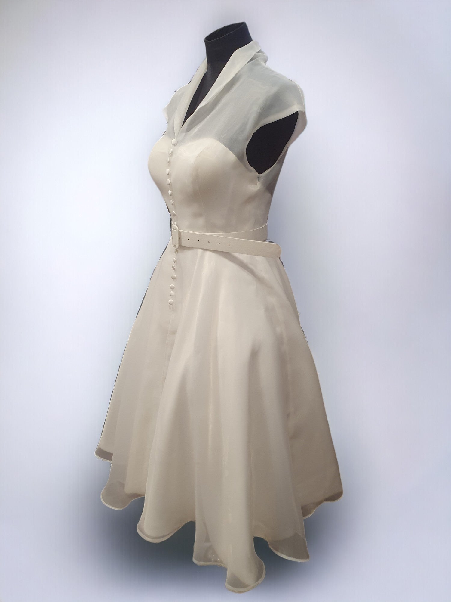 TS Couture Size 10 White Tea Wedding Dress With Cap Sleeves