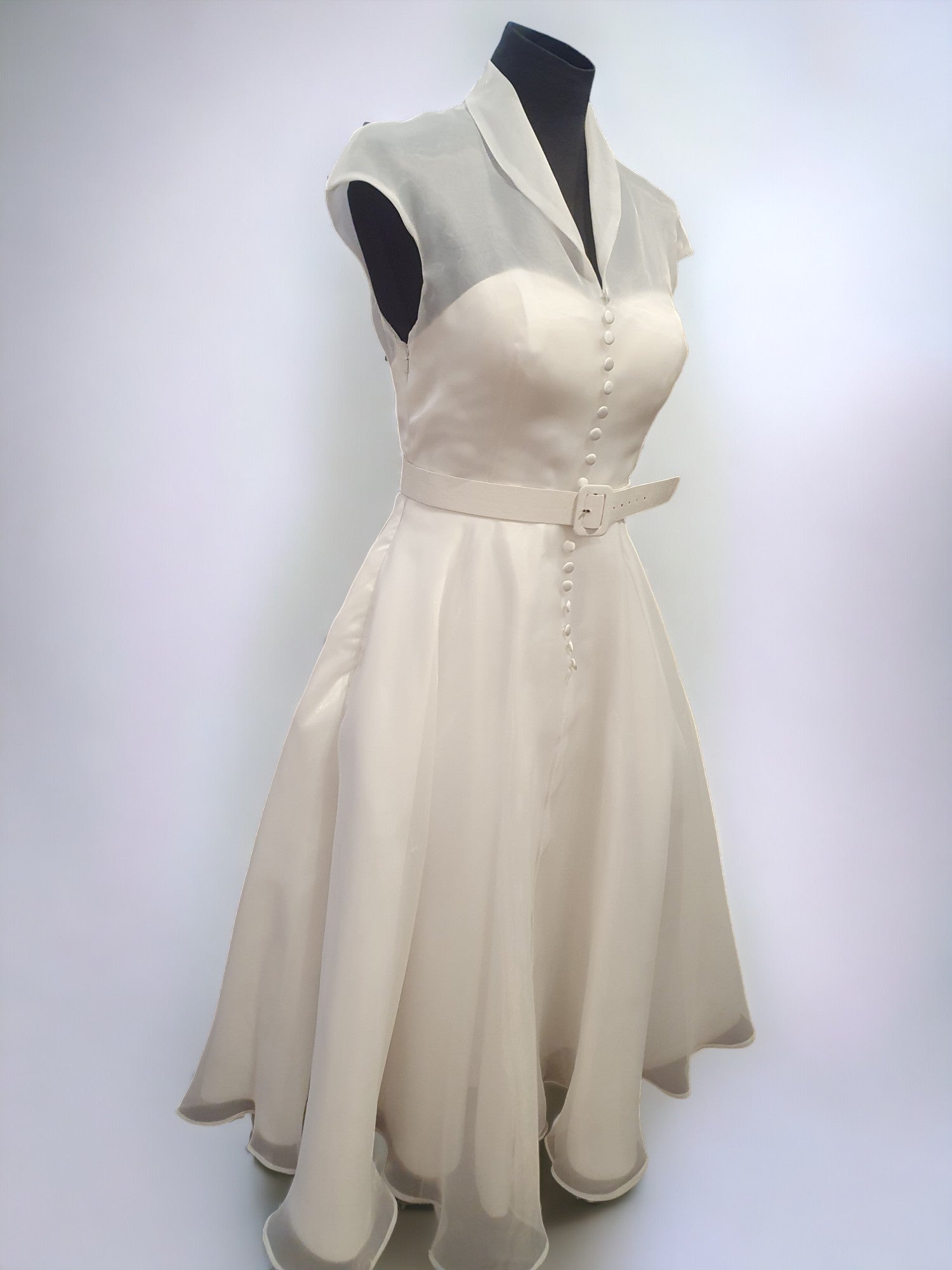 TS Couture Size 10 White Tea Wedding Dress With Cap Sleeves