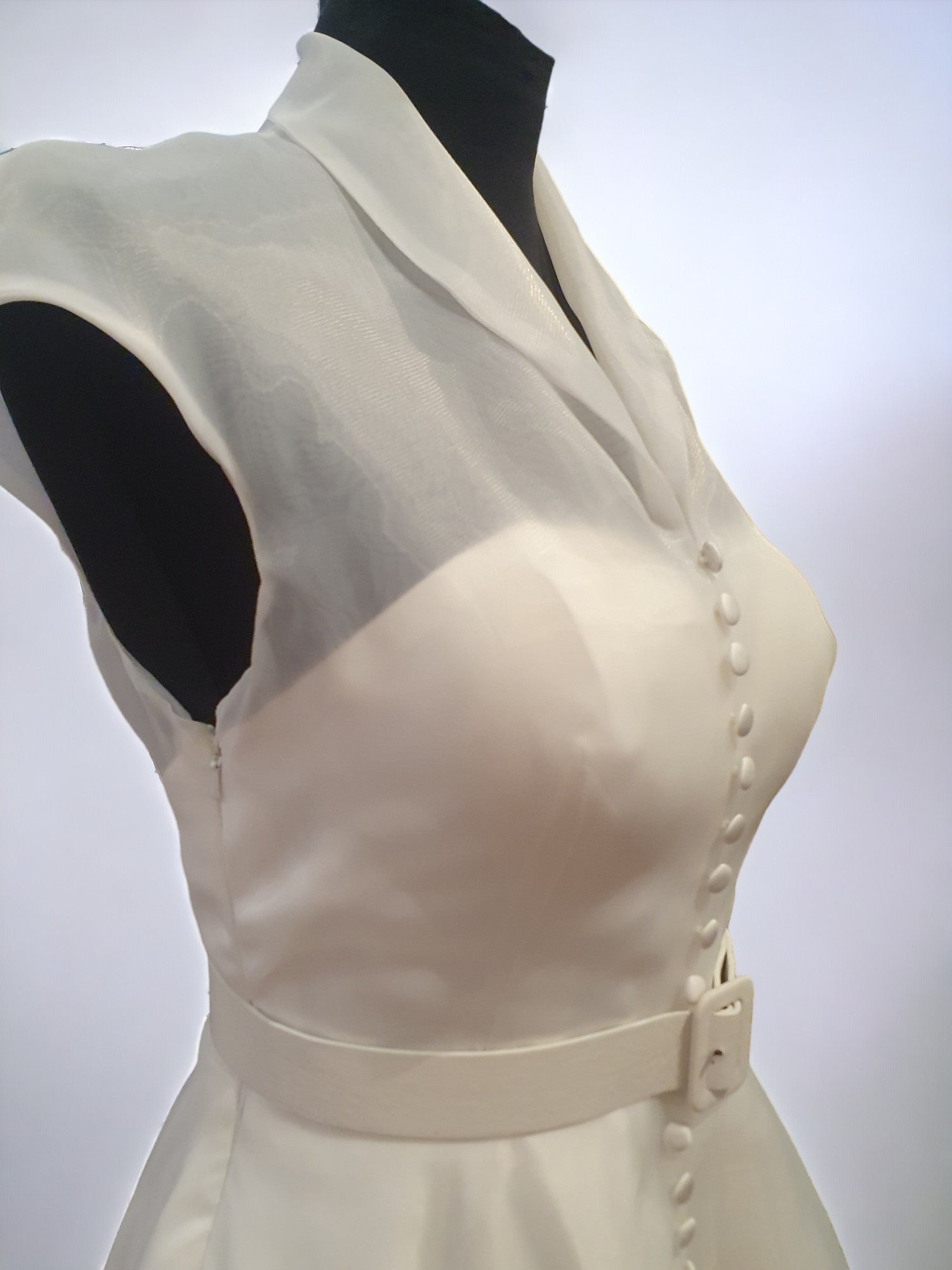 TS Couture Size 10 White Tea Wedding Dress With Cap Sleeves