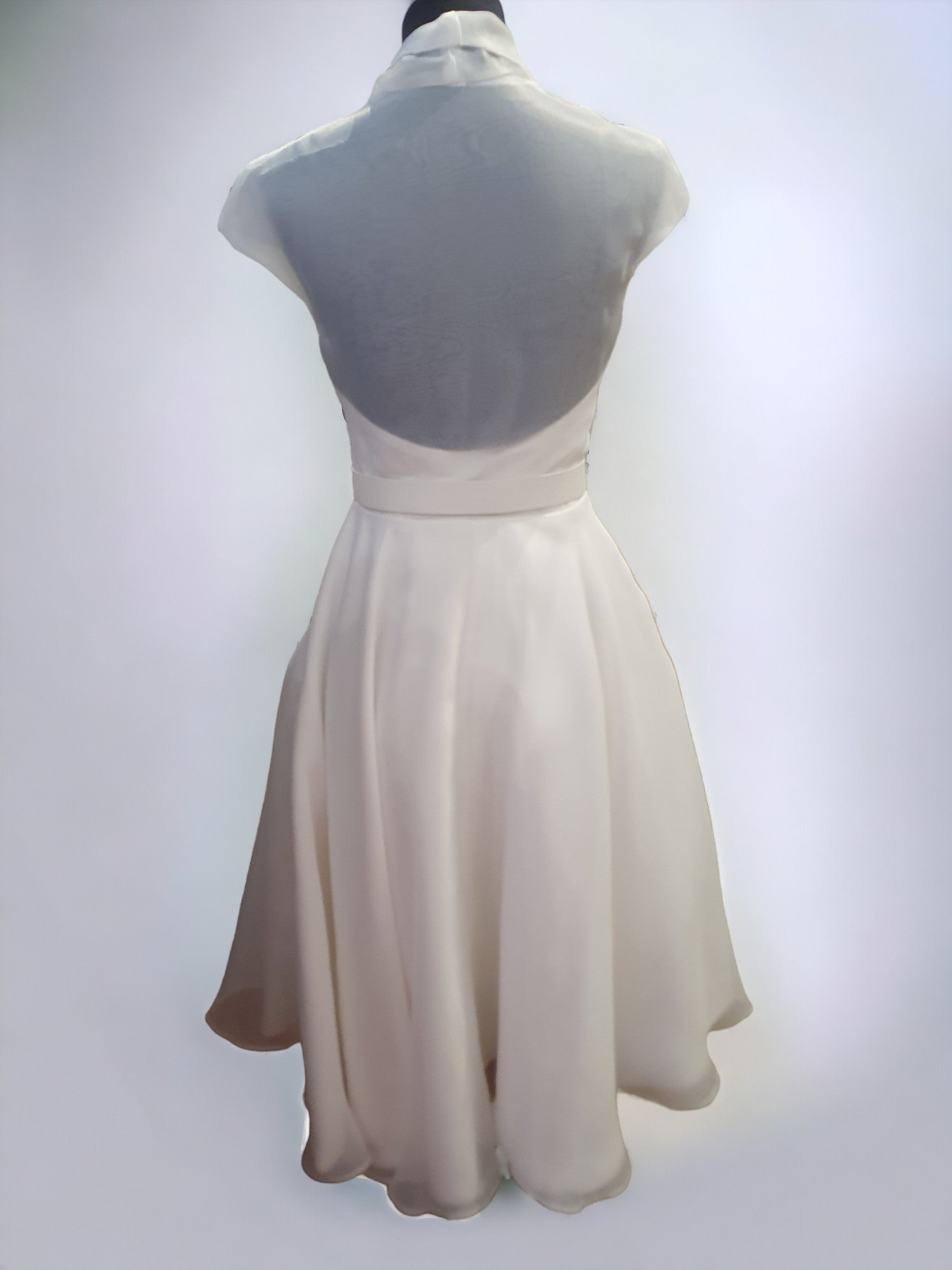 TS Couture Size 10 White Tea Wedding Dress With Cap Sleeves