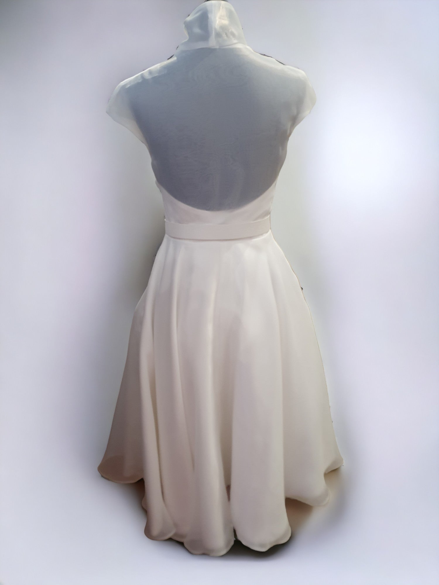TS Couture Size 10 White Tea Wedding Dress With Cap Sleeves