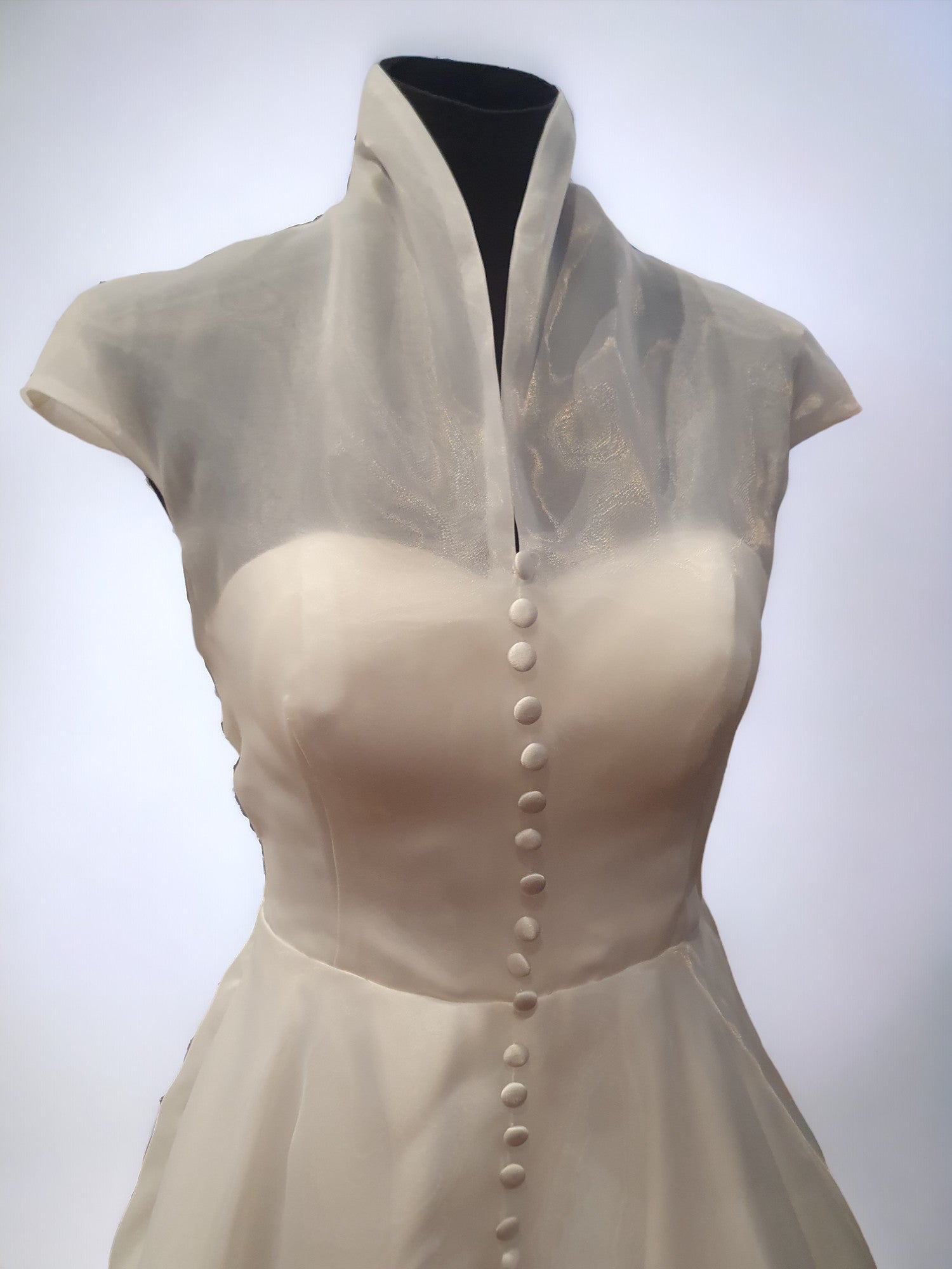 TS Couture Size 10 White Tea Wedding Dress With Cap Sleeves