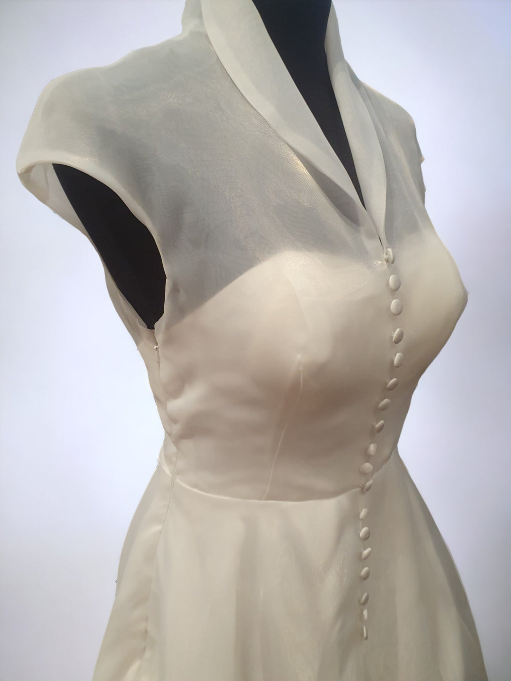 TS Couture Size 10 White Tea Wedding Dress With Cap Sleeves