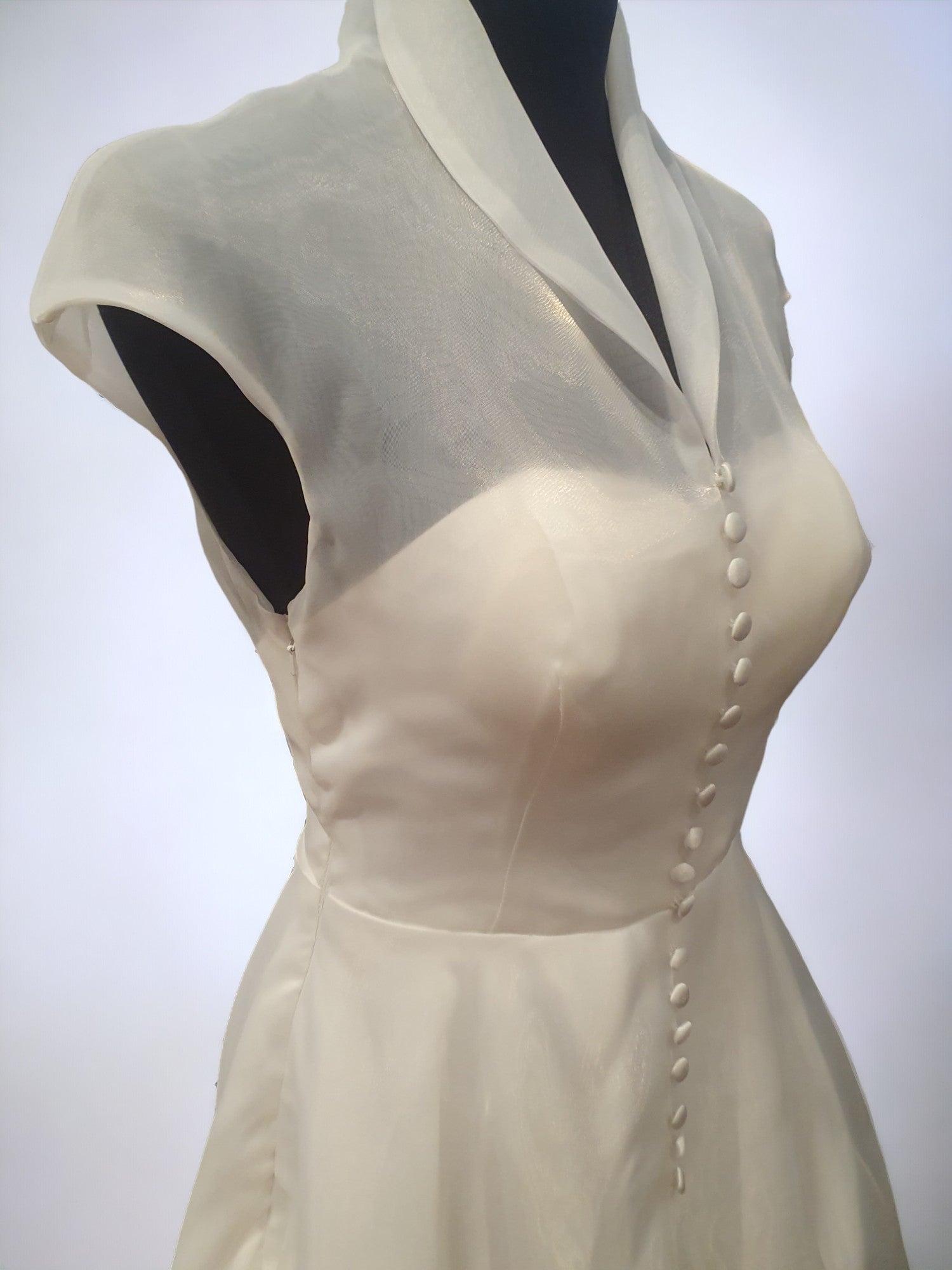 TS Couture Size 10 White Tea Wedding Dress With Cap Sleeves