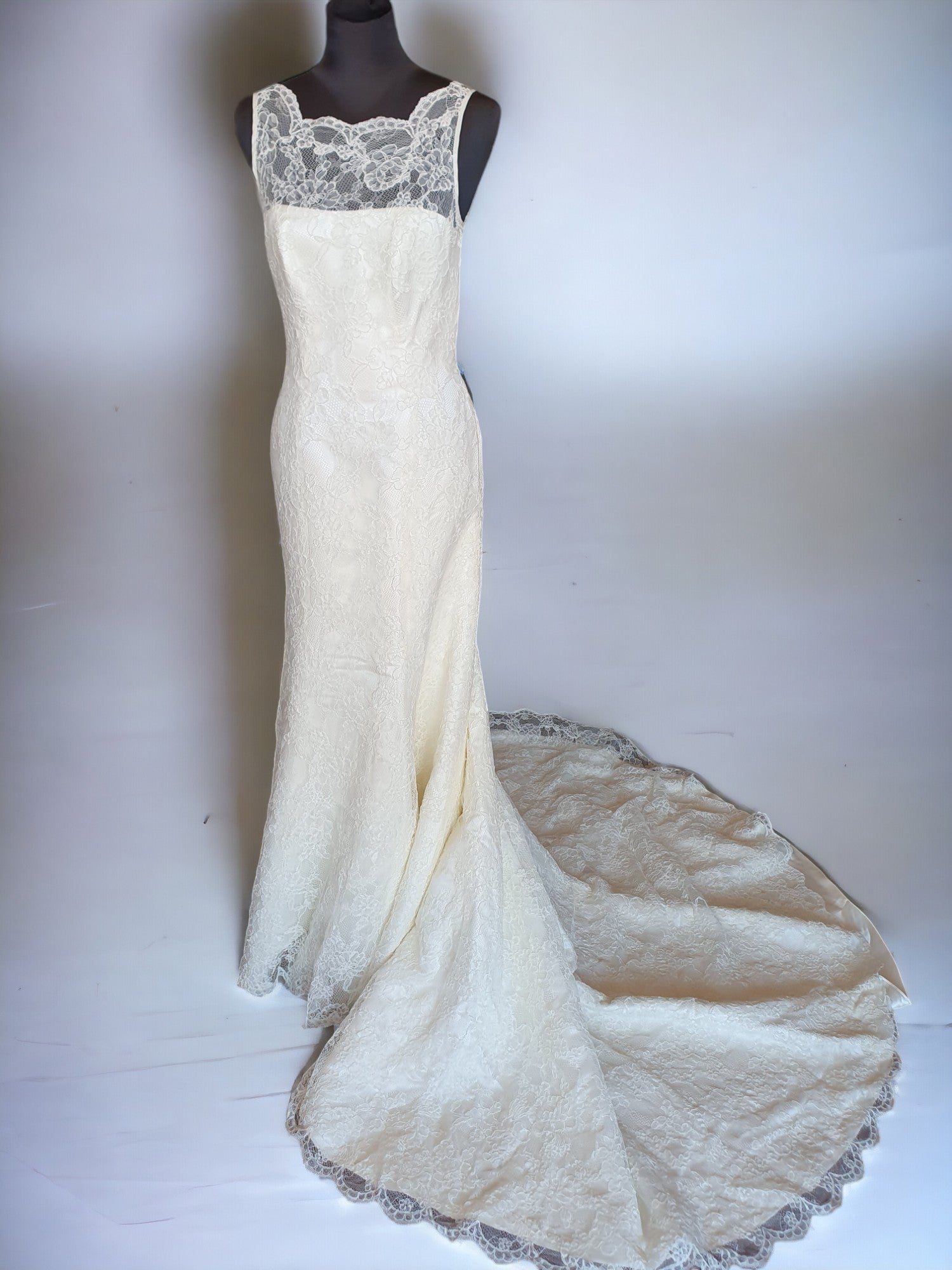 Augusta Jones Lace Fit & Flare Gown with Optional Belt
