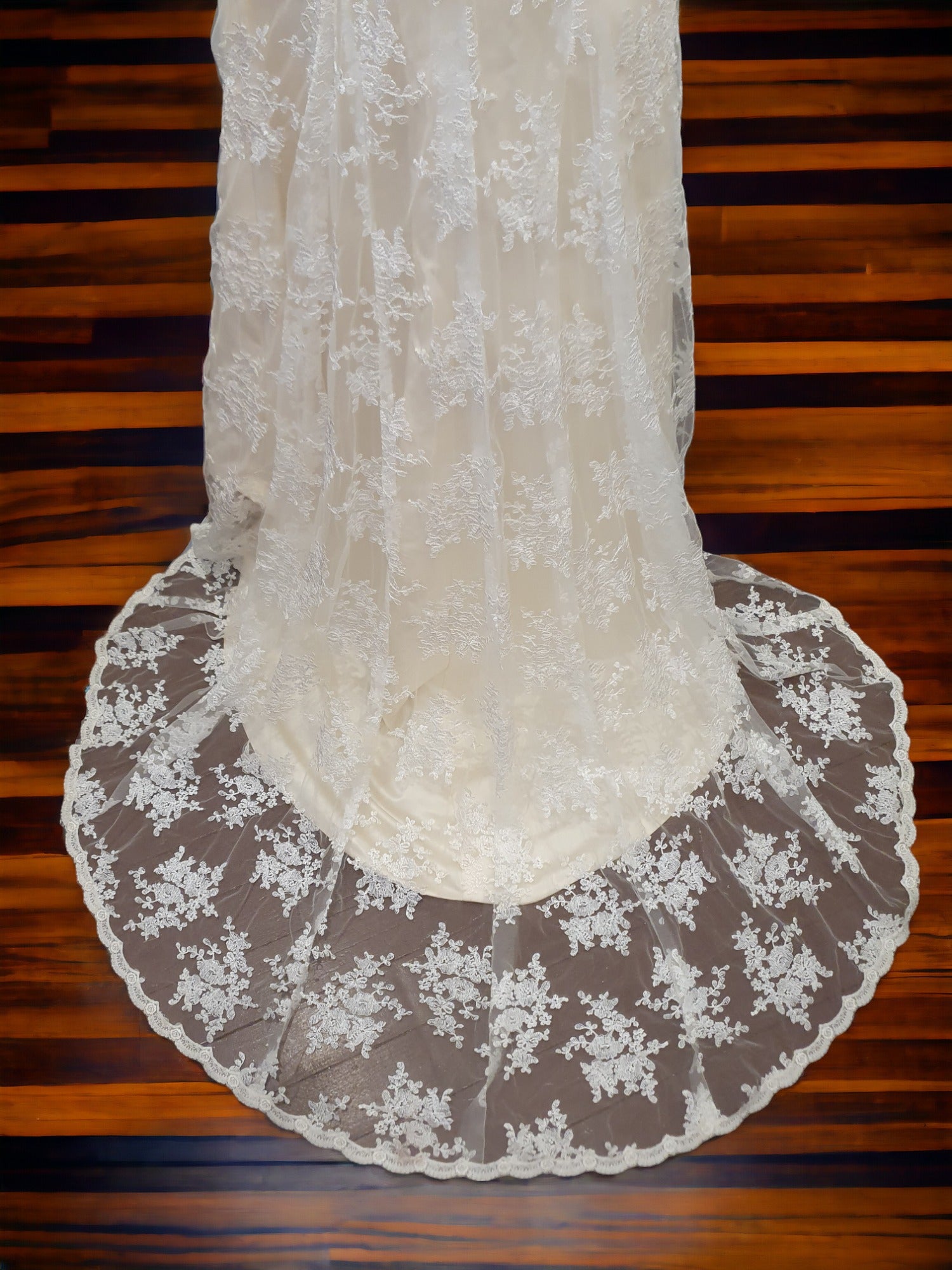 Ivory Lace Fit & Flare with Train