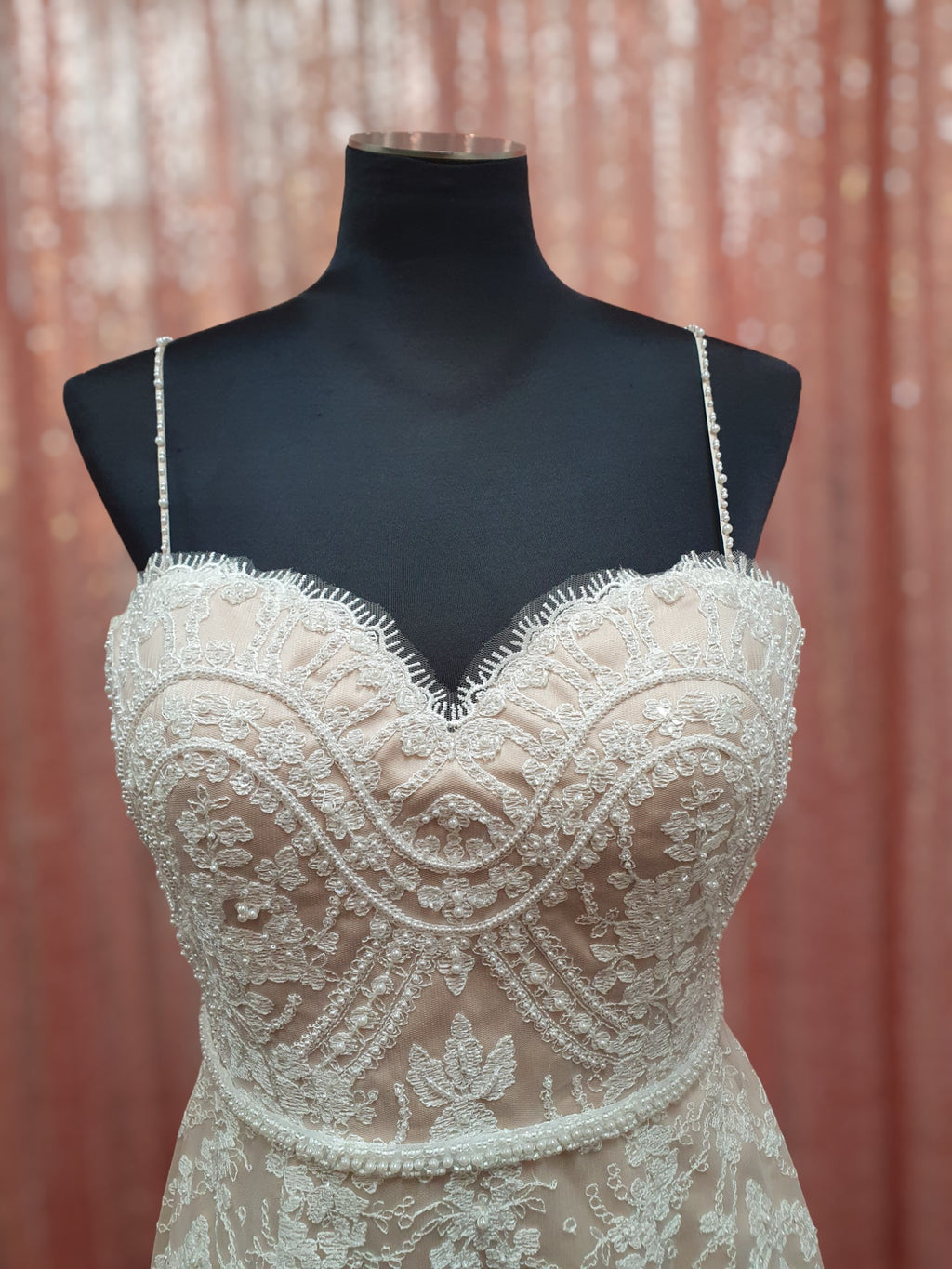 Peter Trends Lace Gown with Caramel