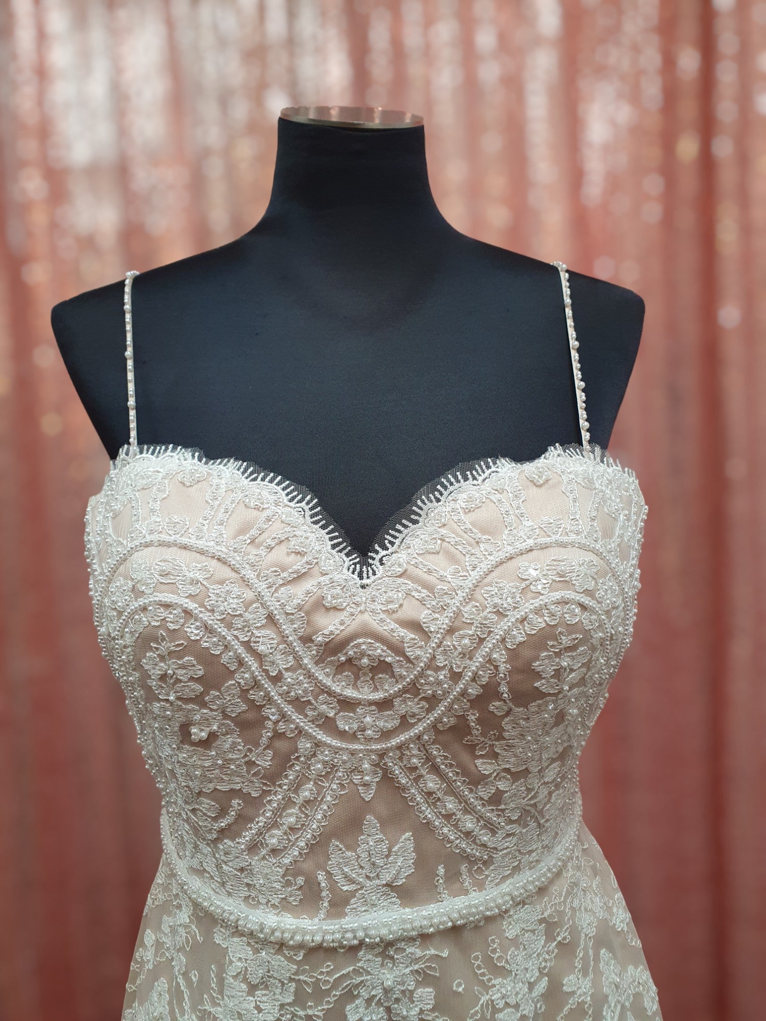 Peter Trends Lace Gown with Caramel