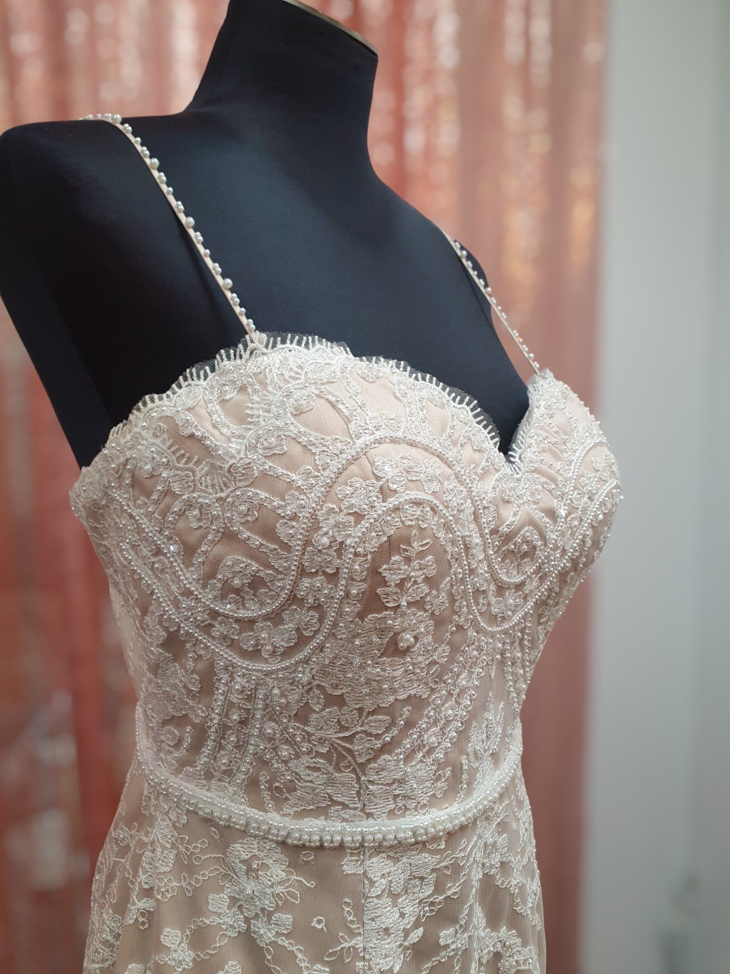 Peter Trends Lace Gown with Caramel