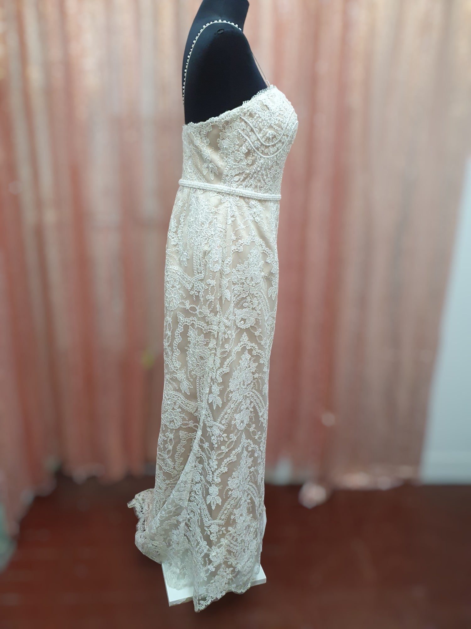 Peter Trends Lace Gown with Caramel