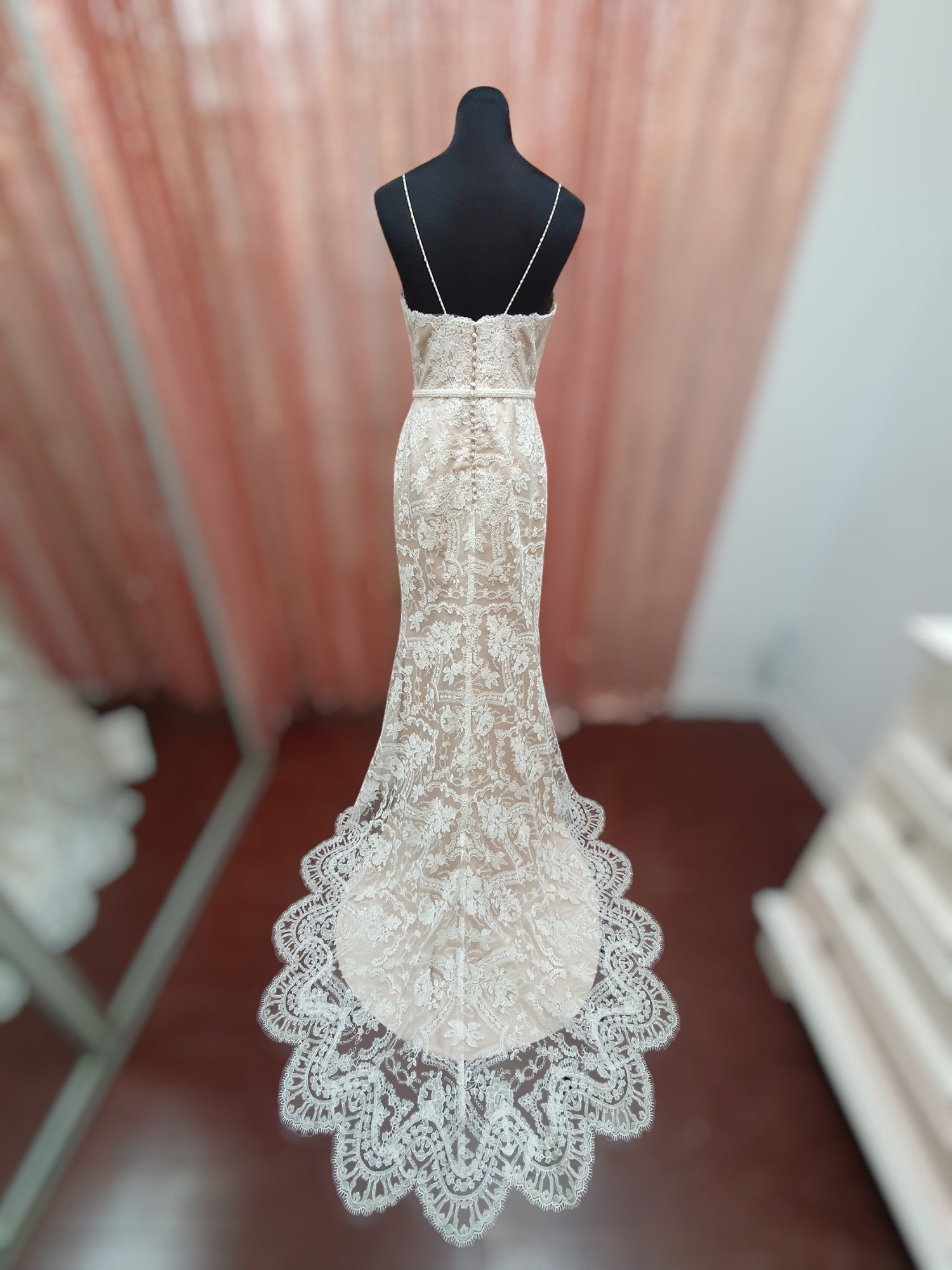 Peter Trends Lace Gown with Caramel