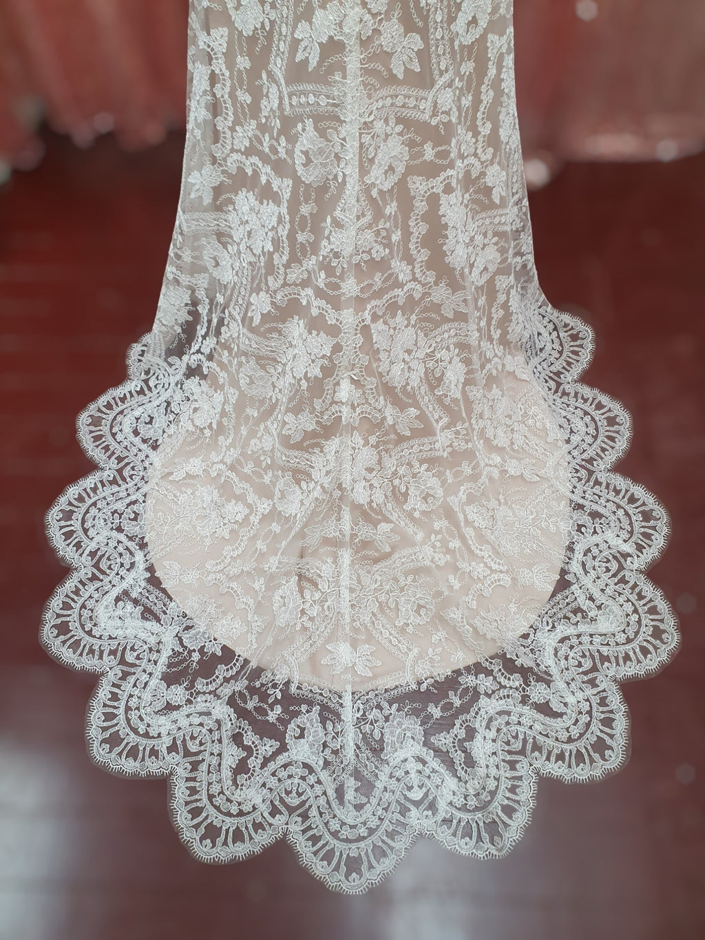 Peter Trends Lace Gown with Caramel