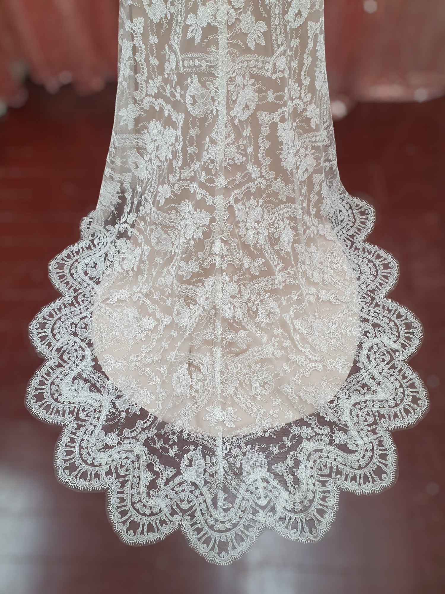 Peter Trends Lace Gown with Caramel