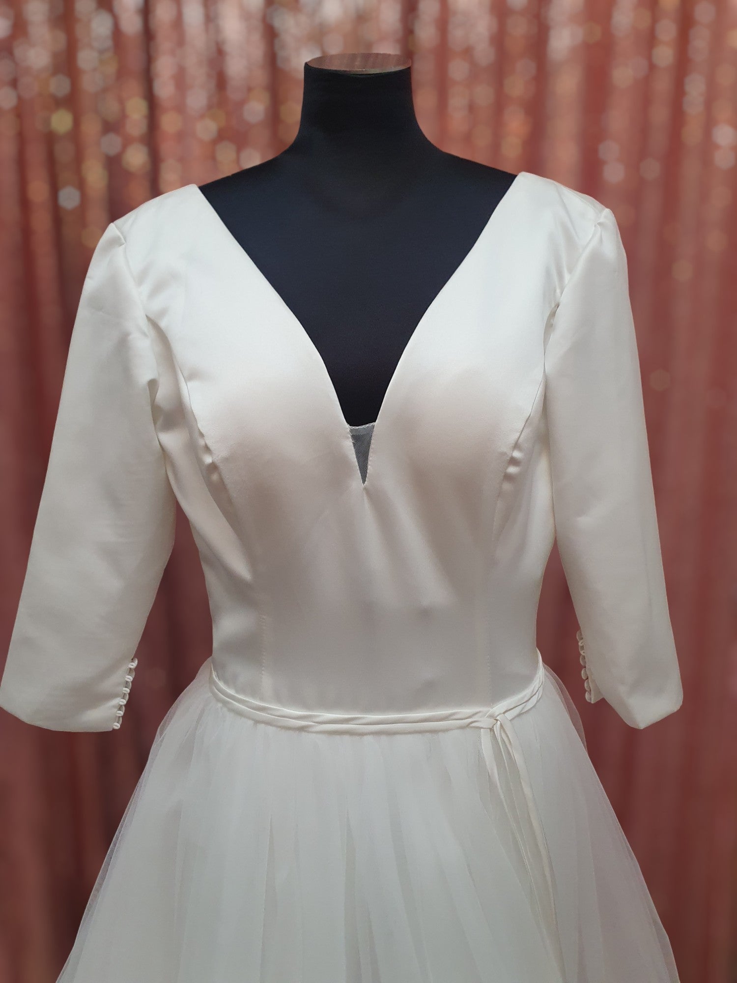 V-Neck, A-Line Gown with Sleeves