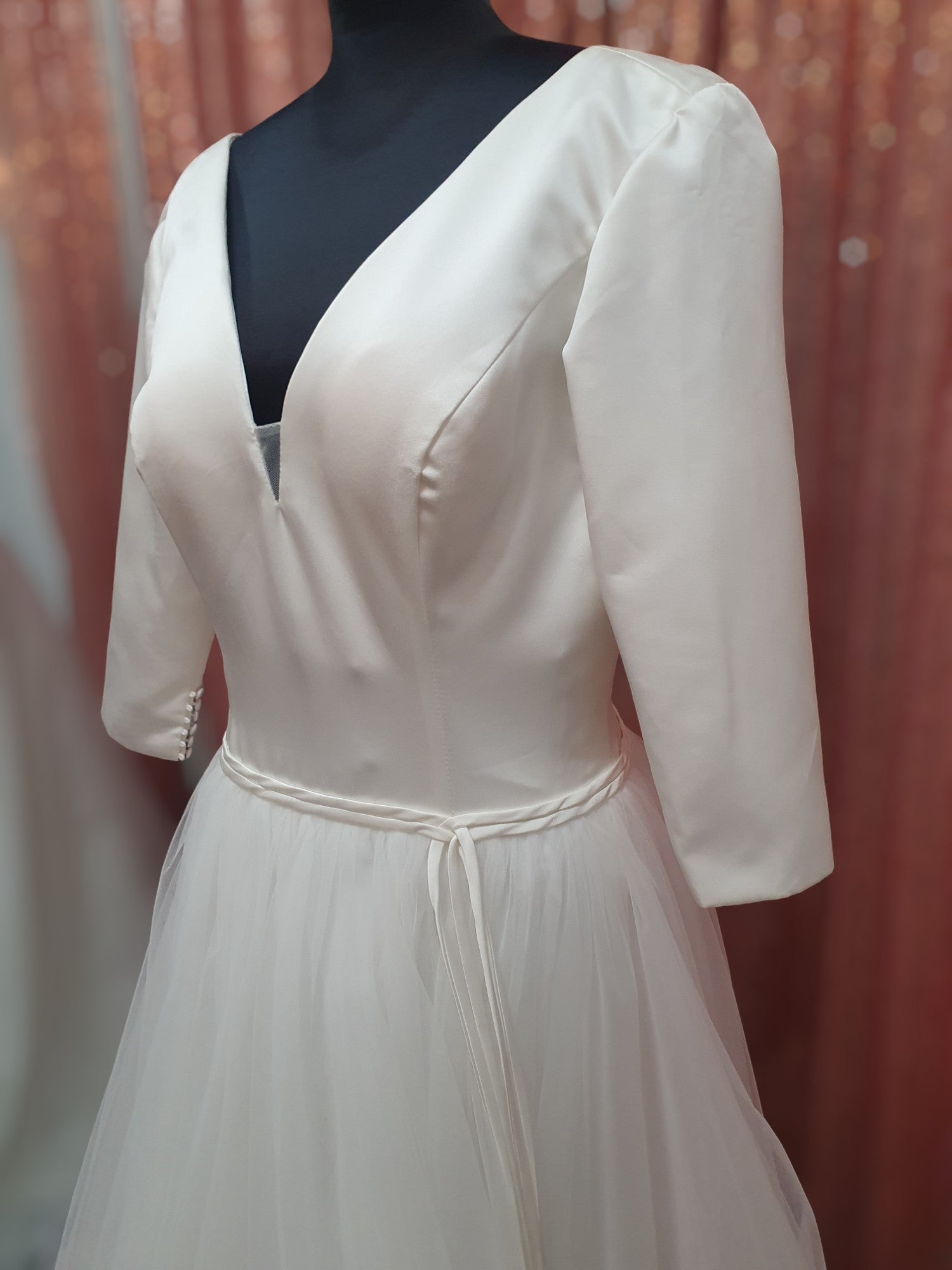 V-Neck, A-Line Gown with Sleeves