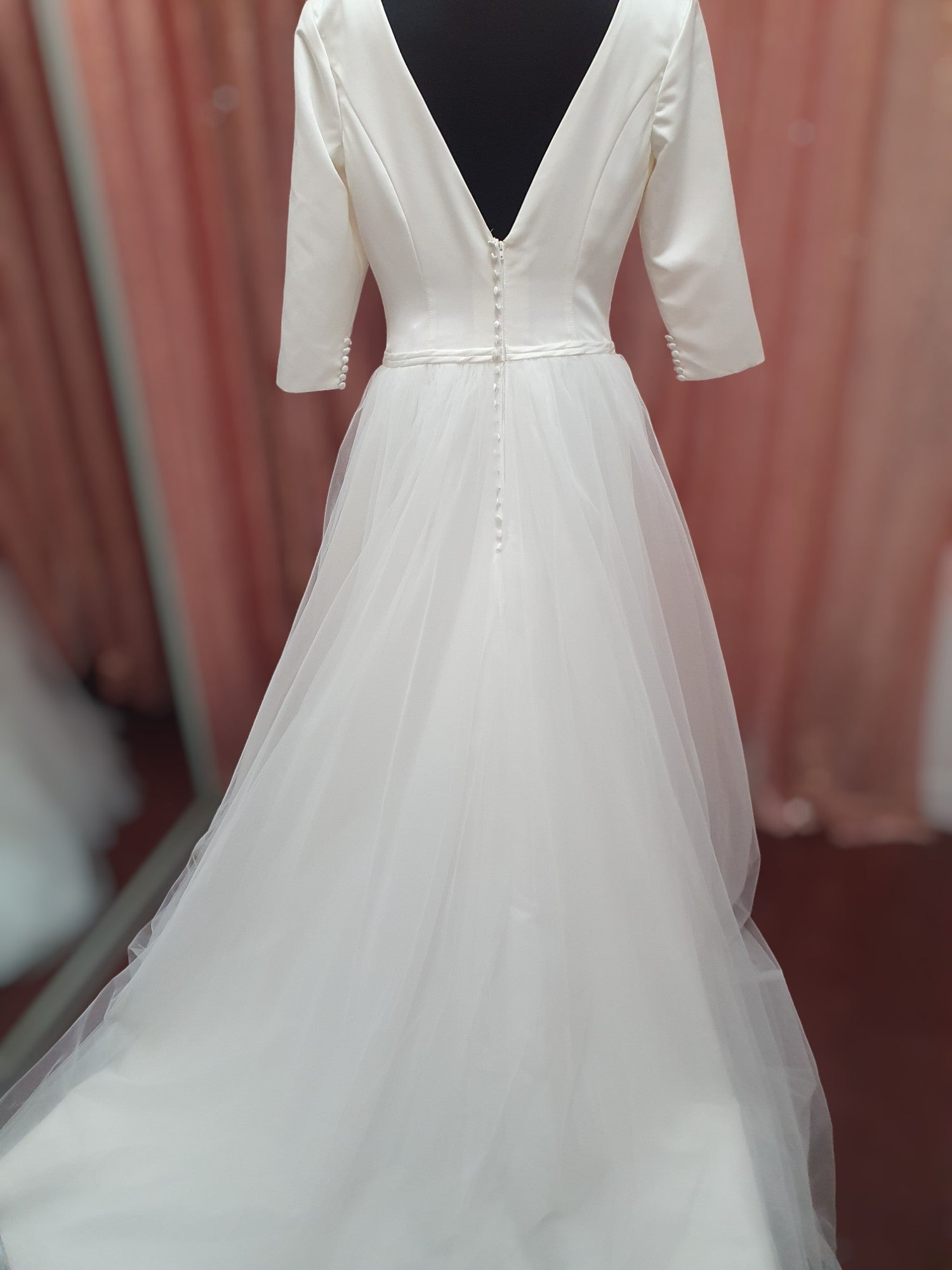 V-Neck, A-Line Gown with Sleeves