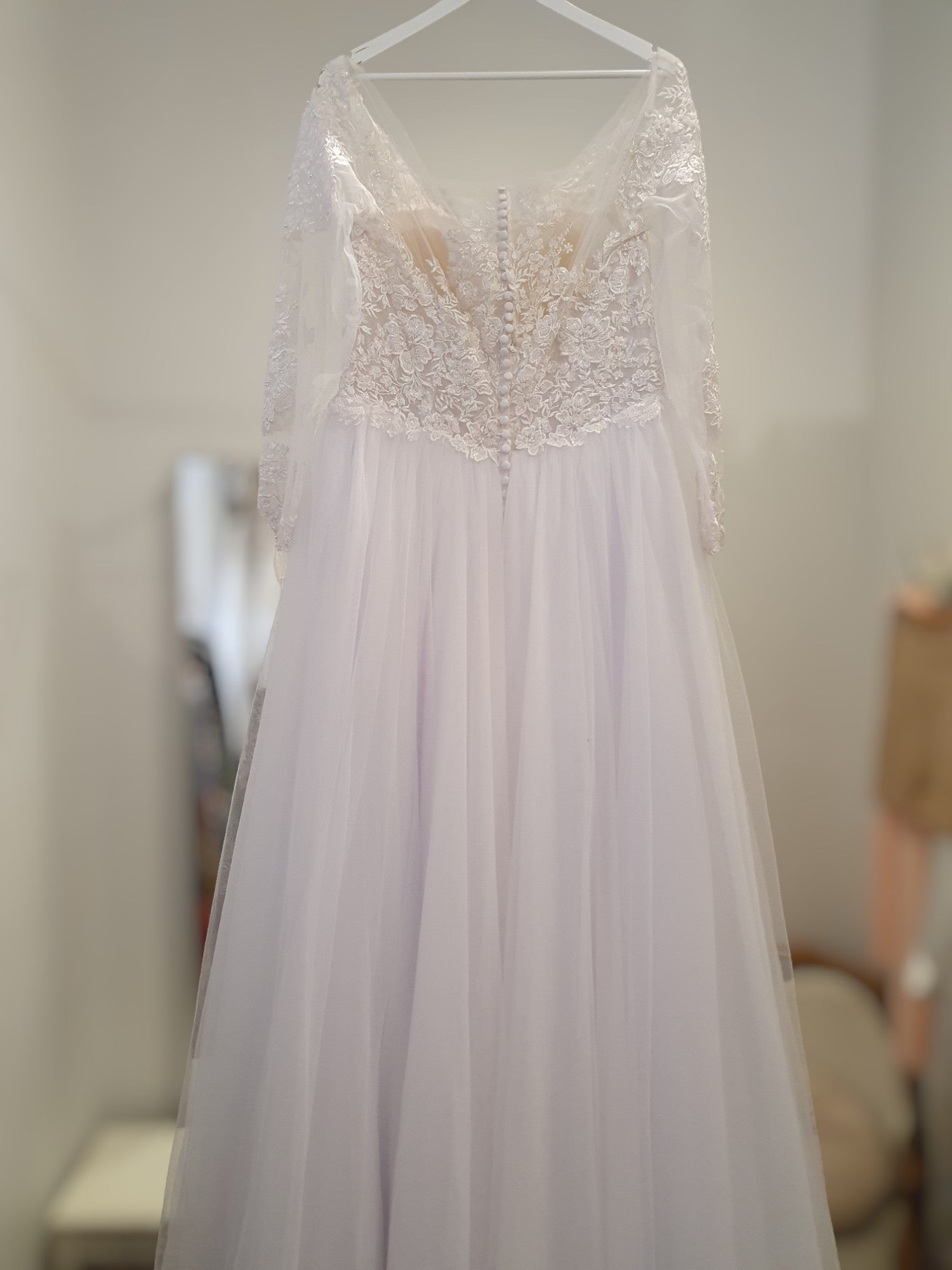 Long Sleeve Lace & Tulle A-Line Gown